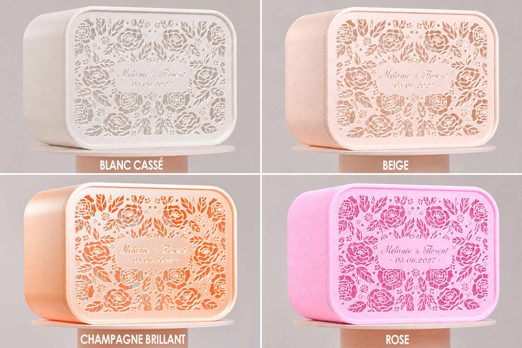 Urne rectangulaire personnalisée - Roses (lumière en option)