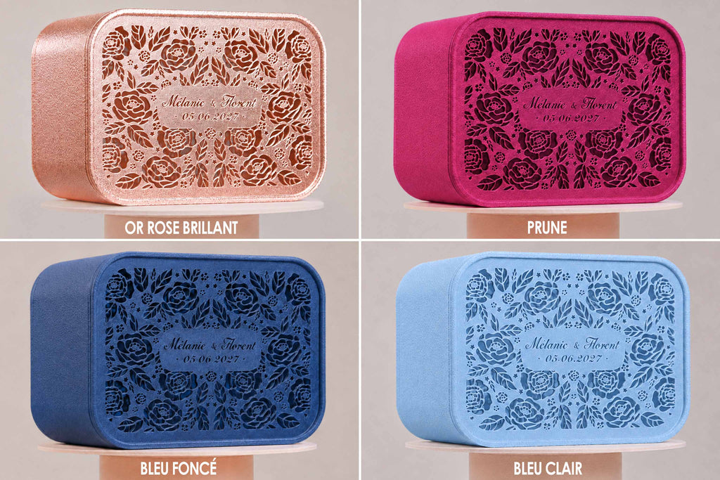 Urne rectangulaire personnalisée - Roses (lumière en option)