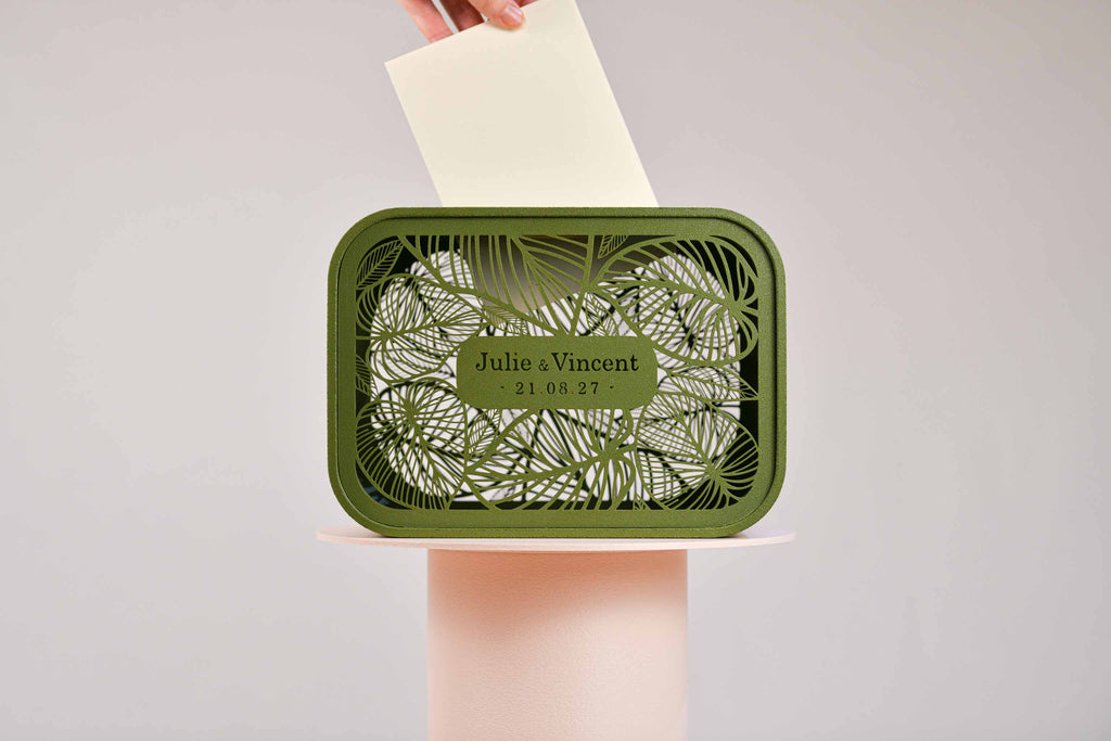 Urne rectangulaire personnalisée - Feuillage (lumière en option)