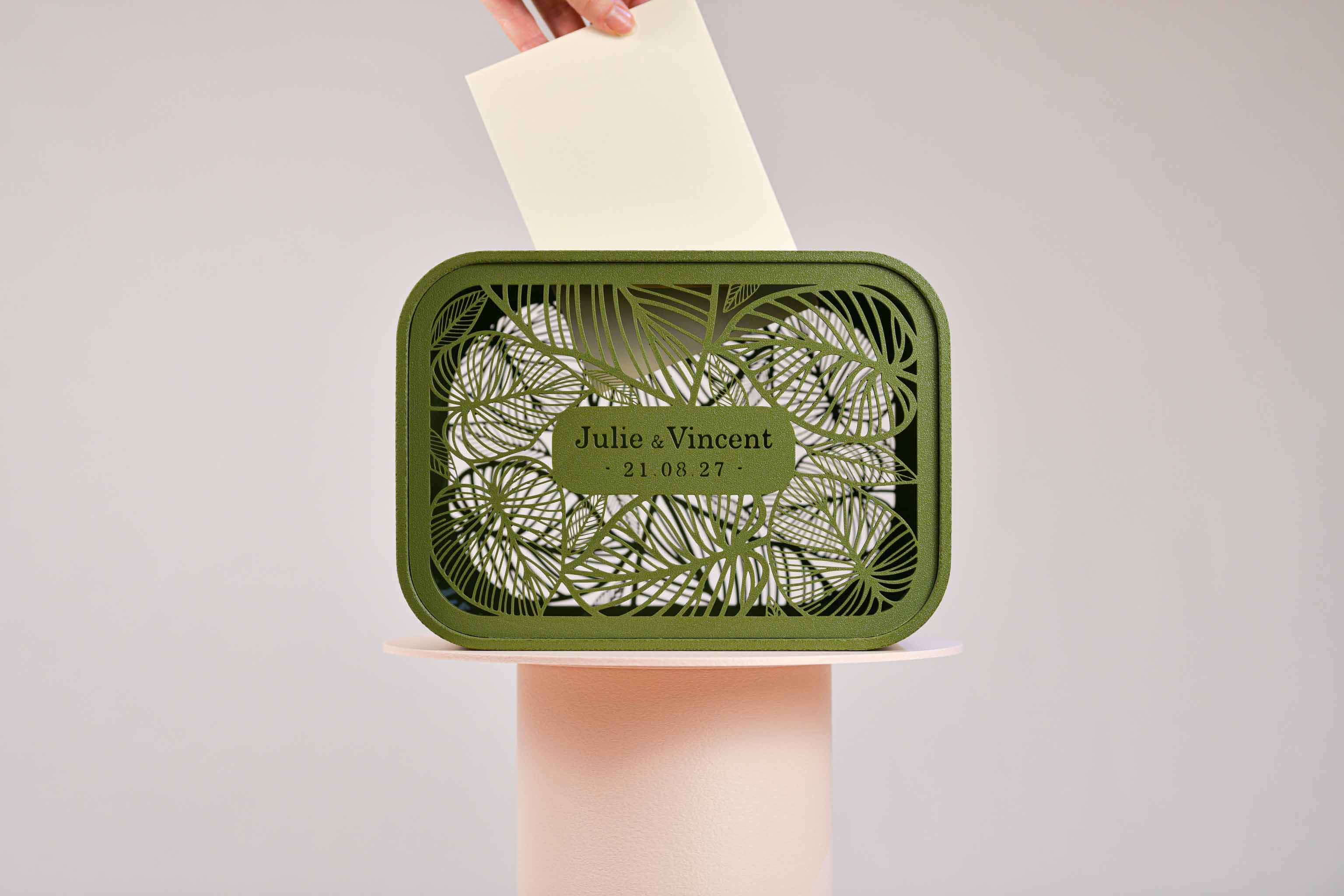 Urne rectangulaire personnalisée - Feuillage (lumière en option)