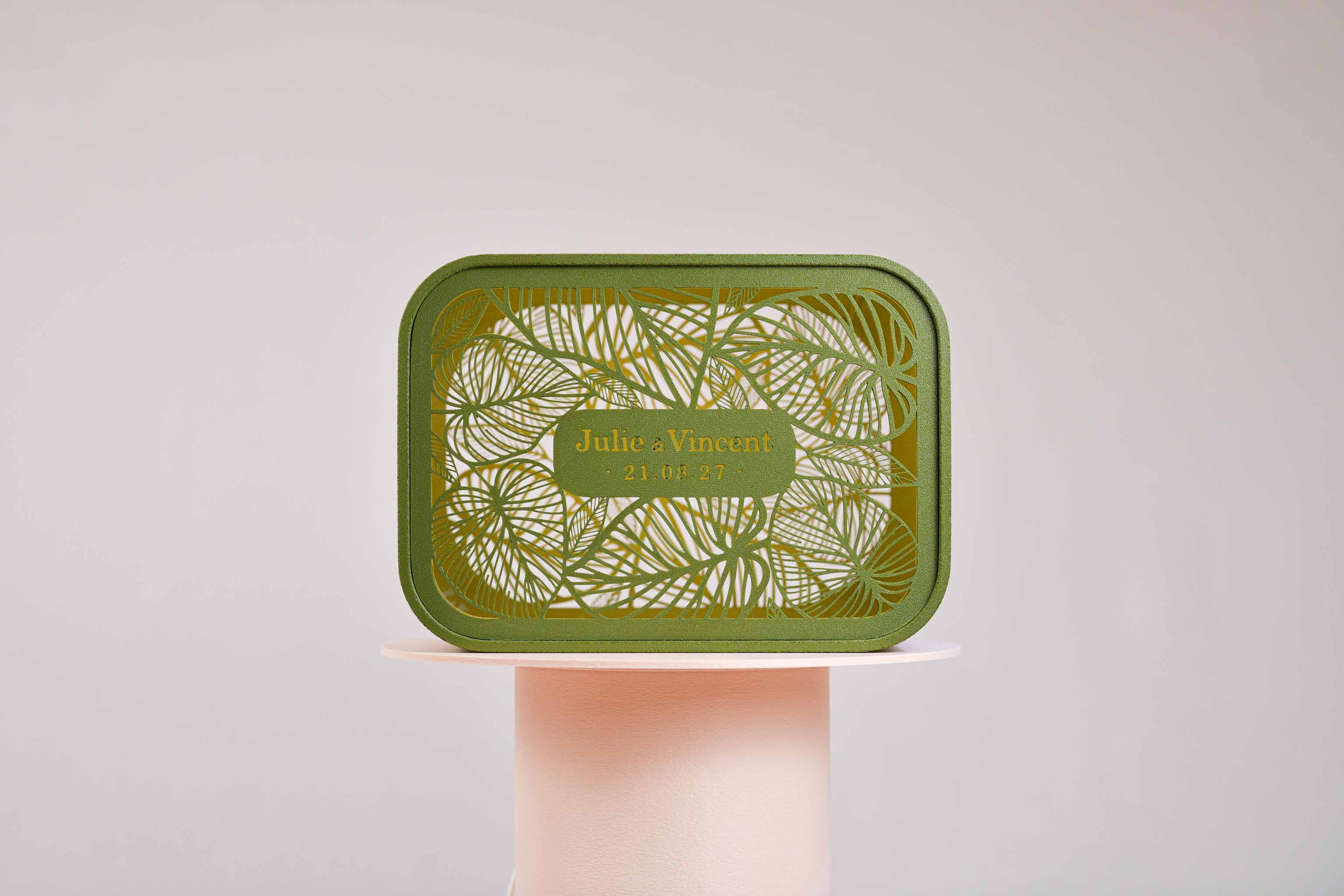 Urne rectangulaire personnalisée - Feuillage (avec lumière)