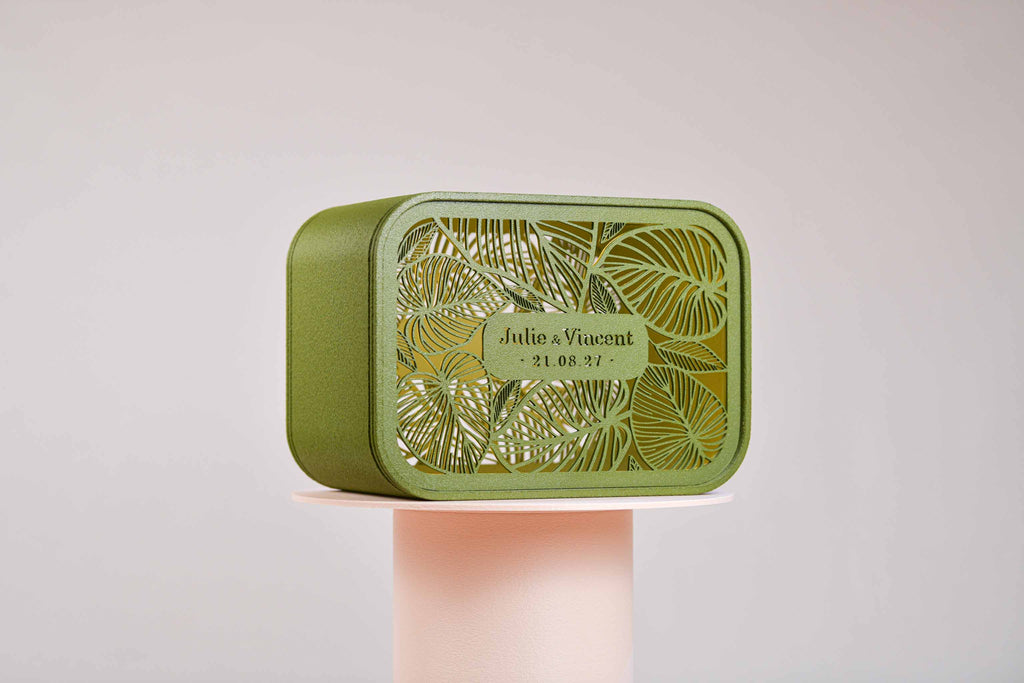 Urne rectangulaire personnalisée - Feuillage (avec lumière)