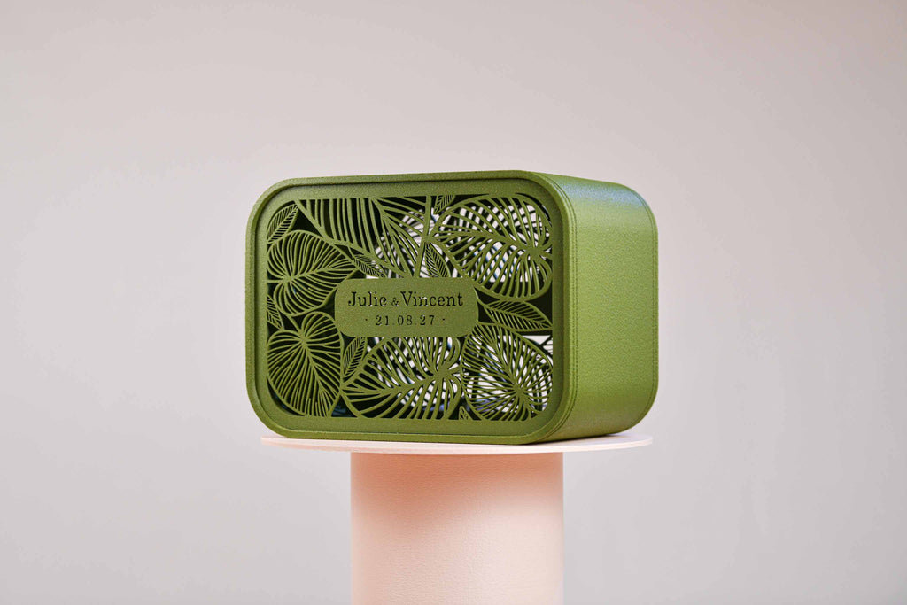 Urne rectangulaire personnalisée - Feuillage (avec lumière)