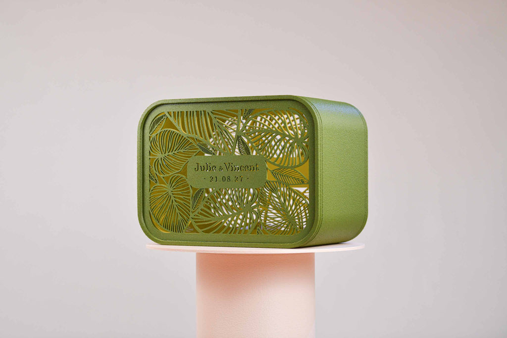 Urne rectangulaire personnalisée - Feuillage (avec lumière)