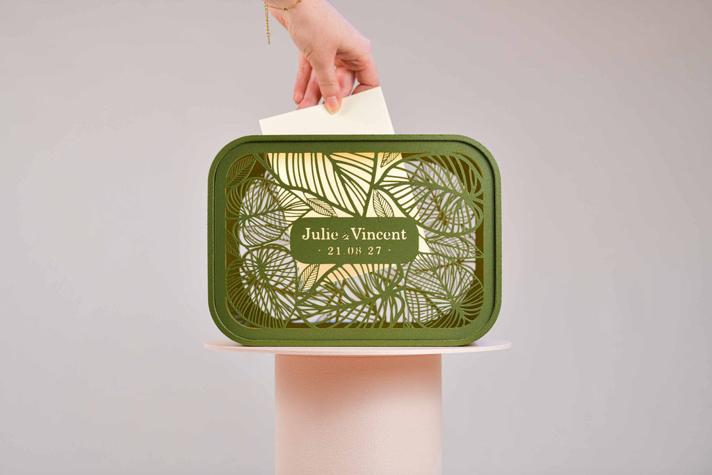 Urne rectangulaire personnalisée - Feuillage (avec lumière)