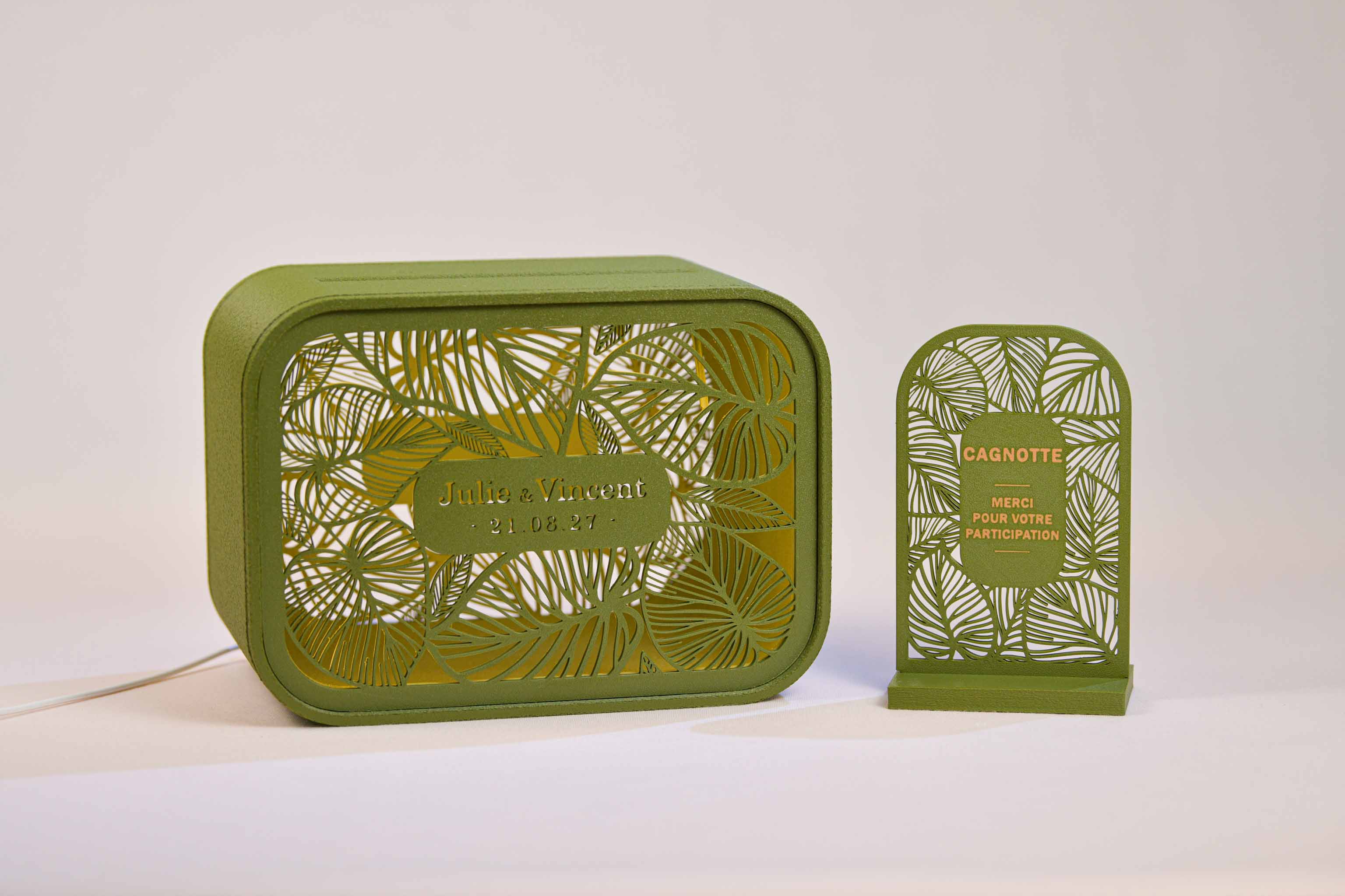 Urne rectangulaire personnalisée - Feuillage (avec lumière)