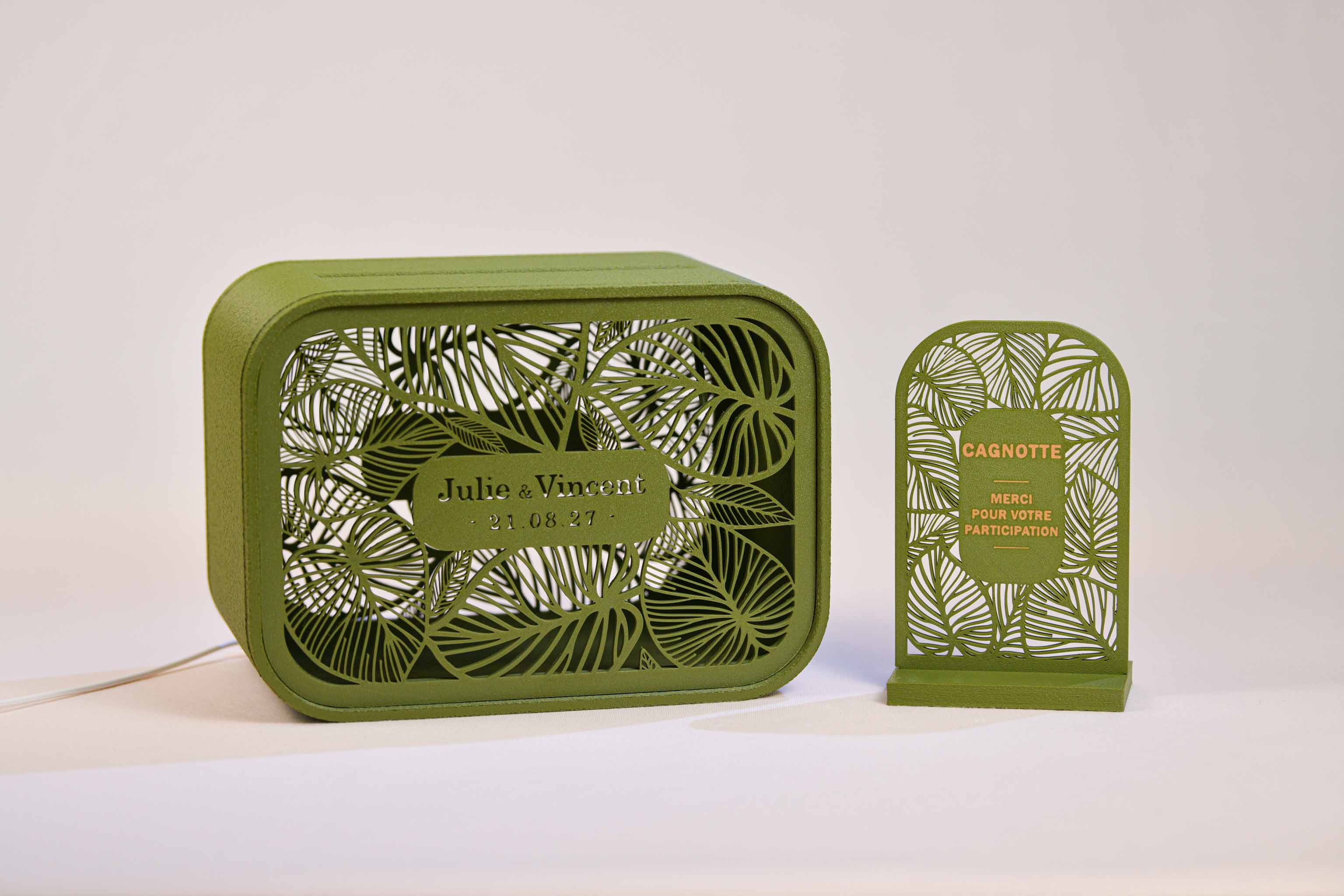 Urne rectangulaire personnalisée - Feuillage (lumière en option)