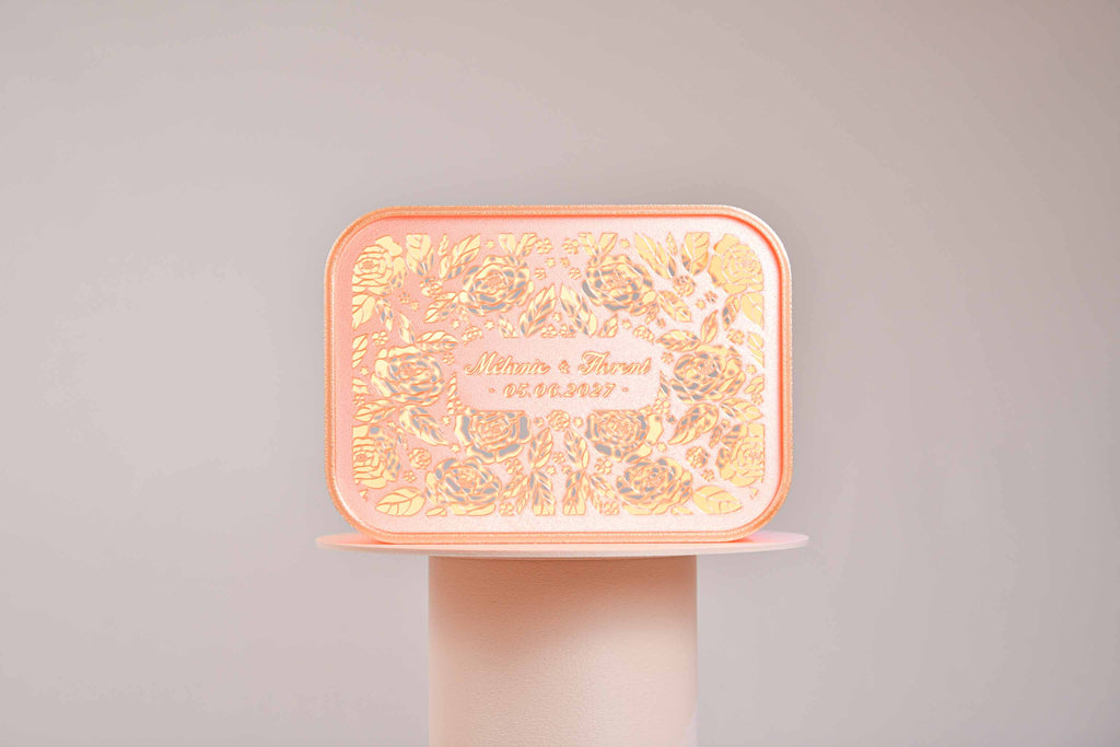 Urne rectangulaire personnalisée - Roses (lumière en option)