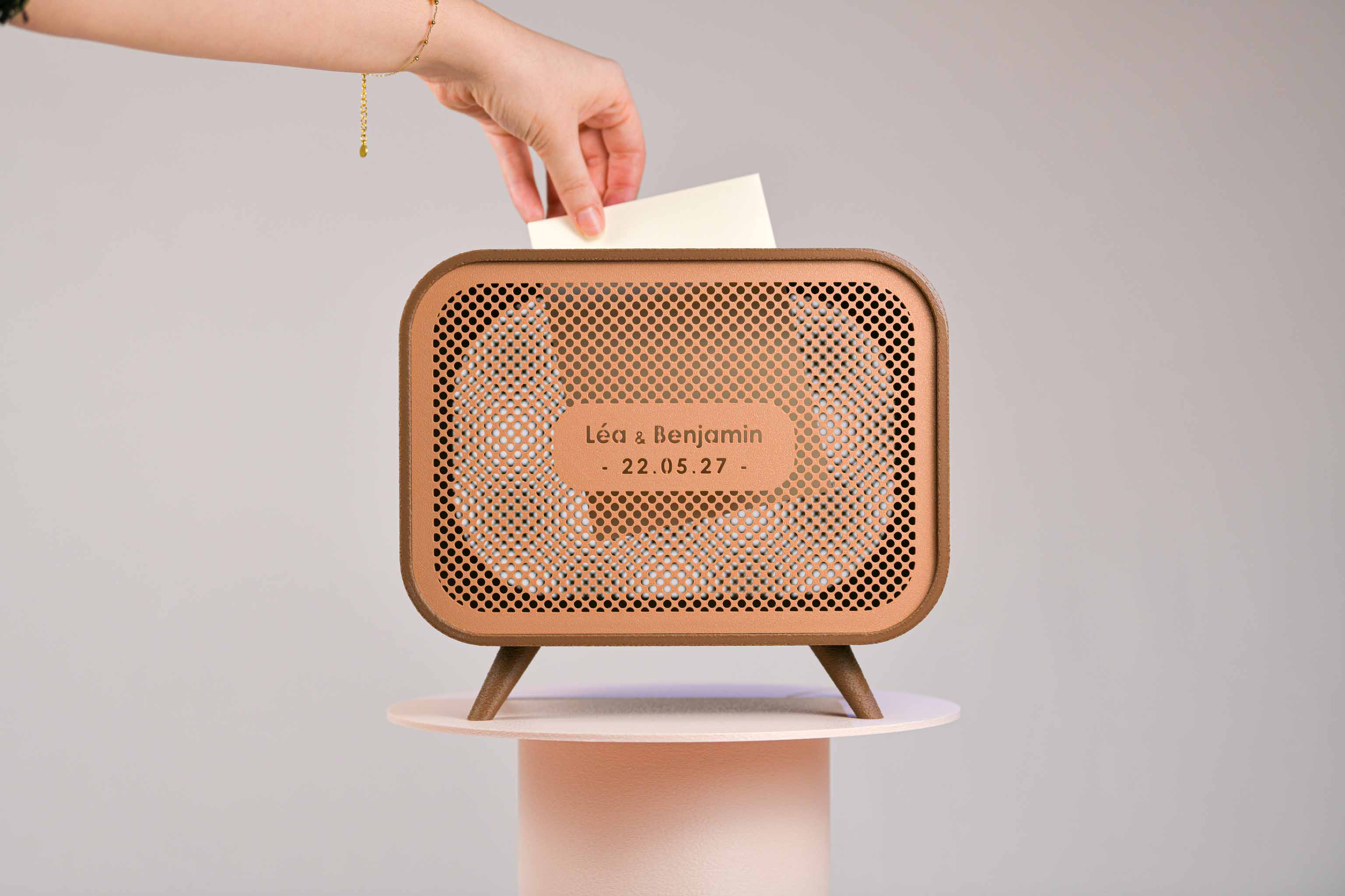 Urne rectangulaire personnalisée - Petits poids (sur pieds) (lumière en option)