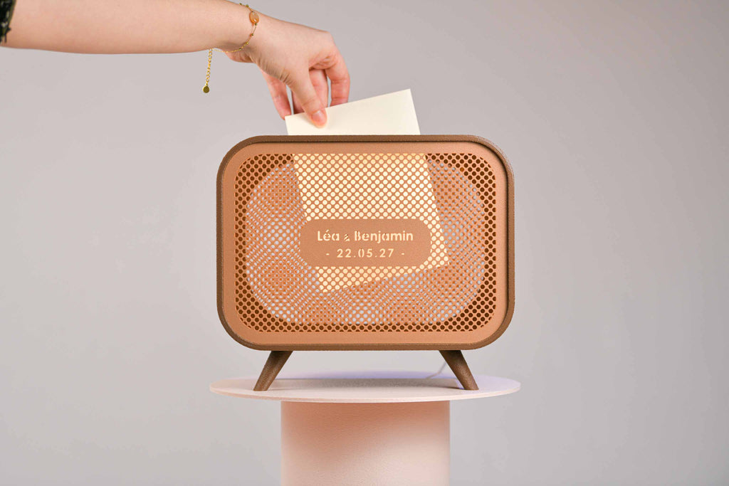 Urne rectangulaire personnalisée - Petits poids (sur pieds) (avec lumière)