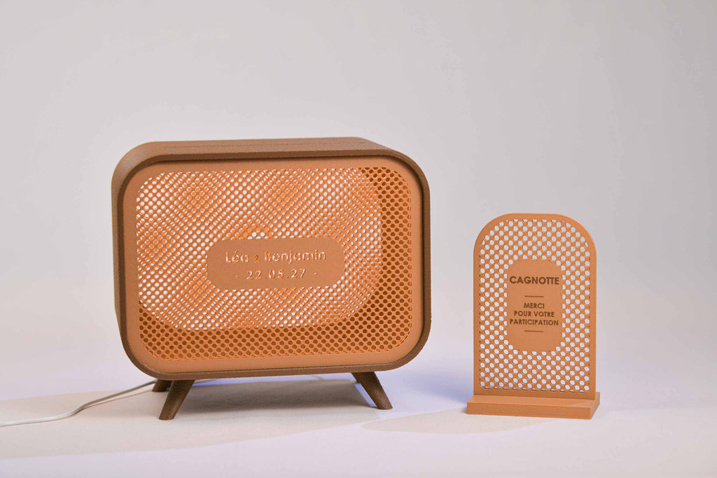 Urne rectangulaire personnalisée - Petits poids (sur pieds) (avec lumière)