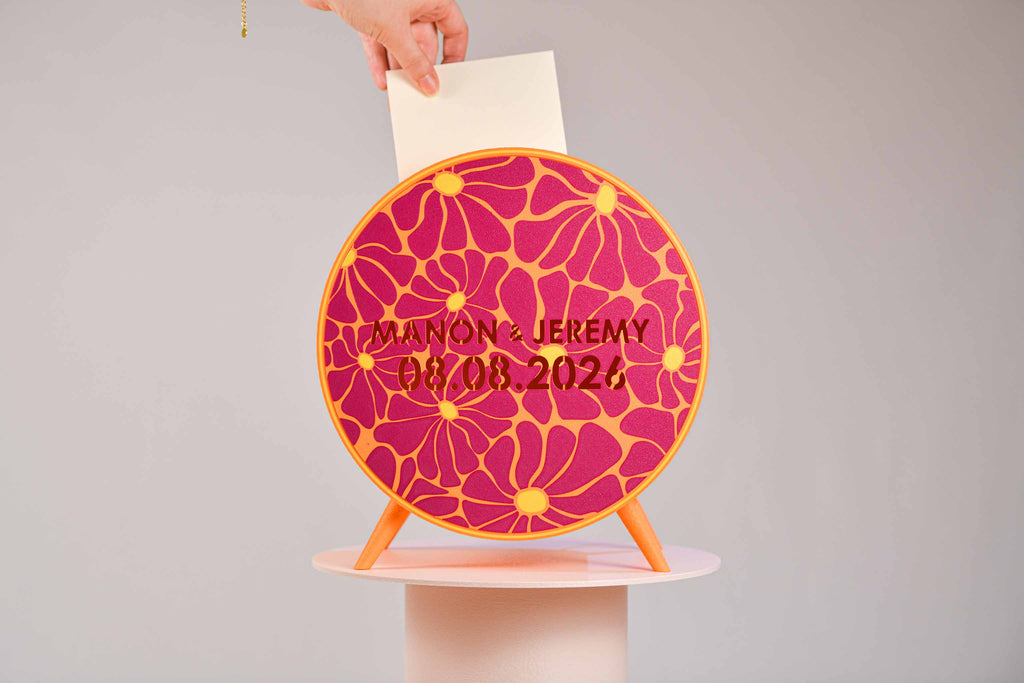 Urne ronde personnalisée - Fleurs (sur pieds) (lumière en option)