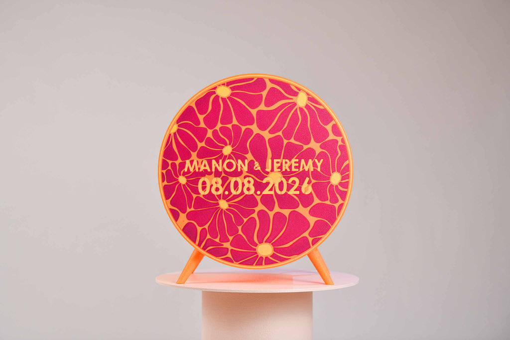 Urne ronde personnalisée - Fleurs (sur pieds) (avec lumière)