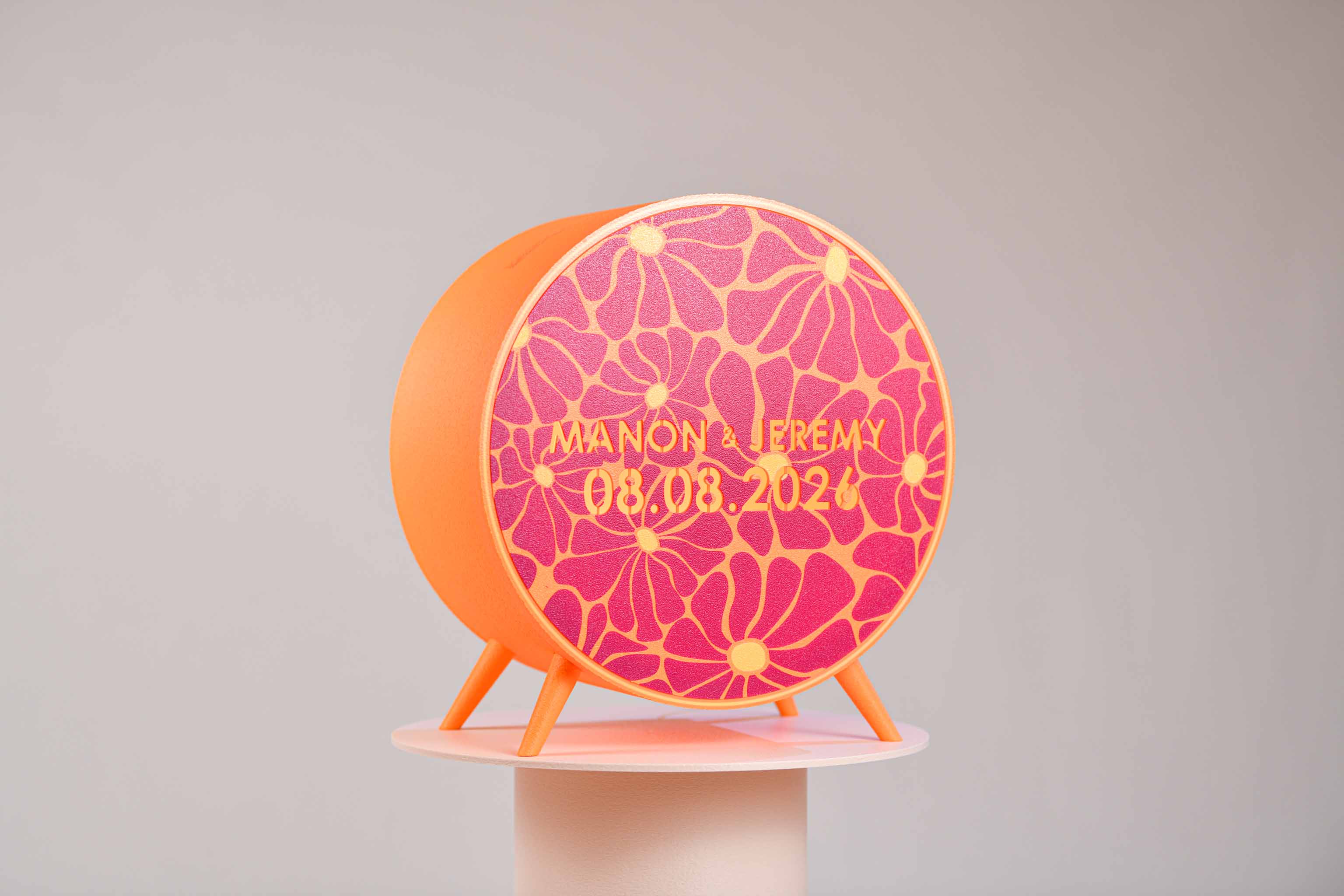 Urne ronde personnalisée - Fleurs (sur pieds) (avec lumière)