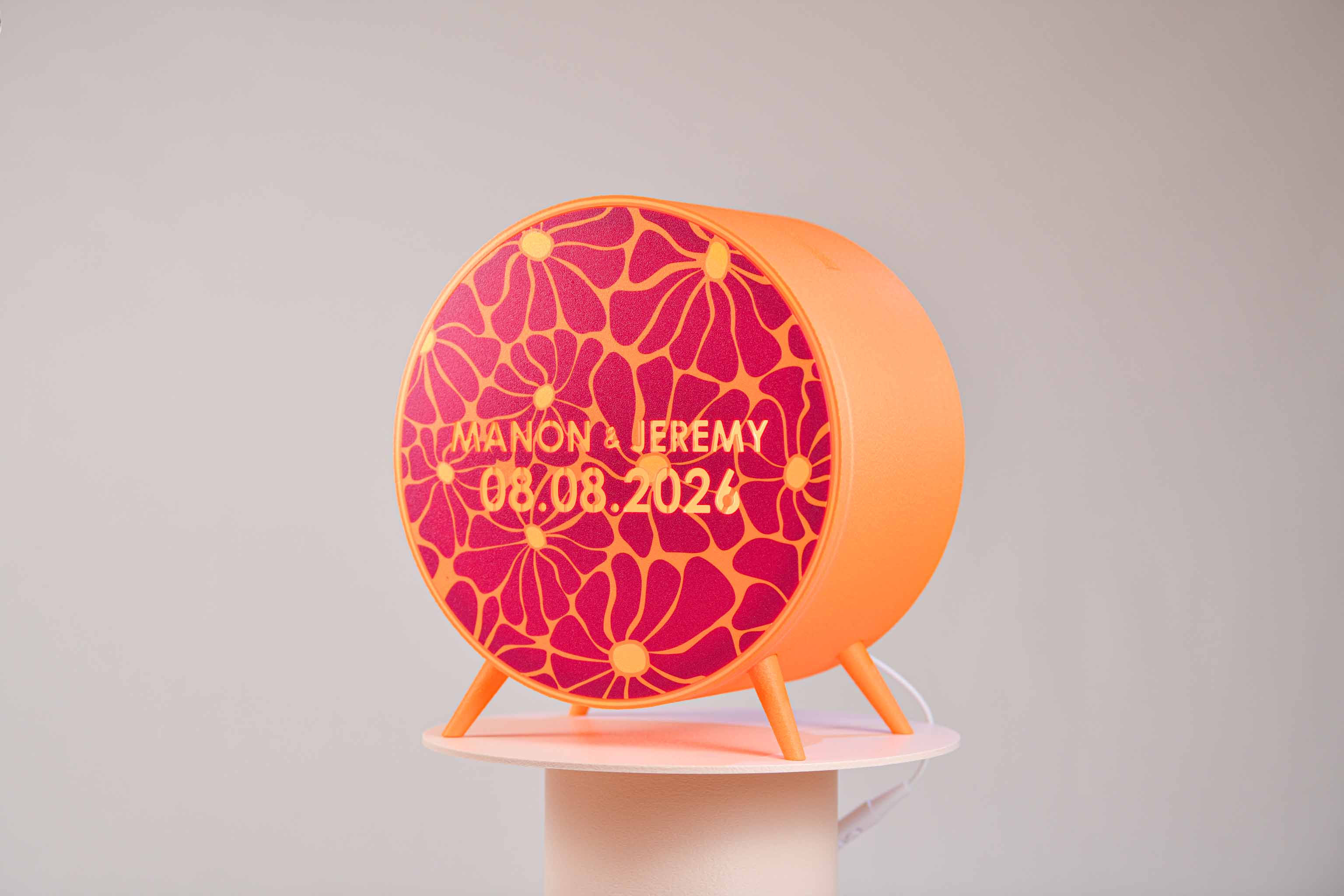 Urne ronde personnalisée - Fleurs (sur pieds) (avec lumière)