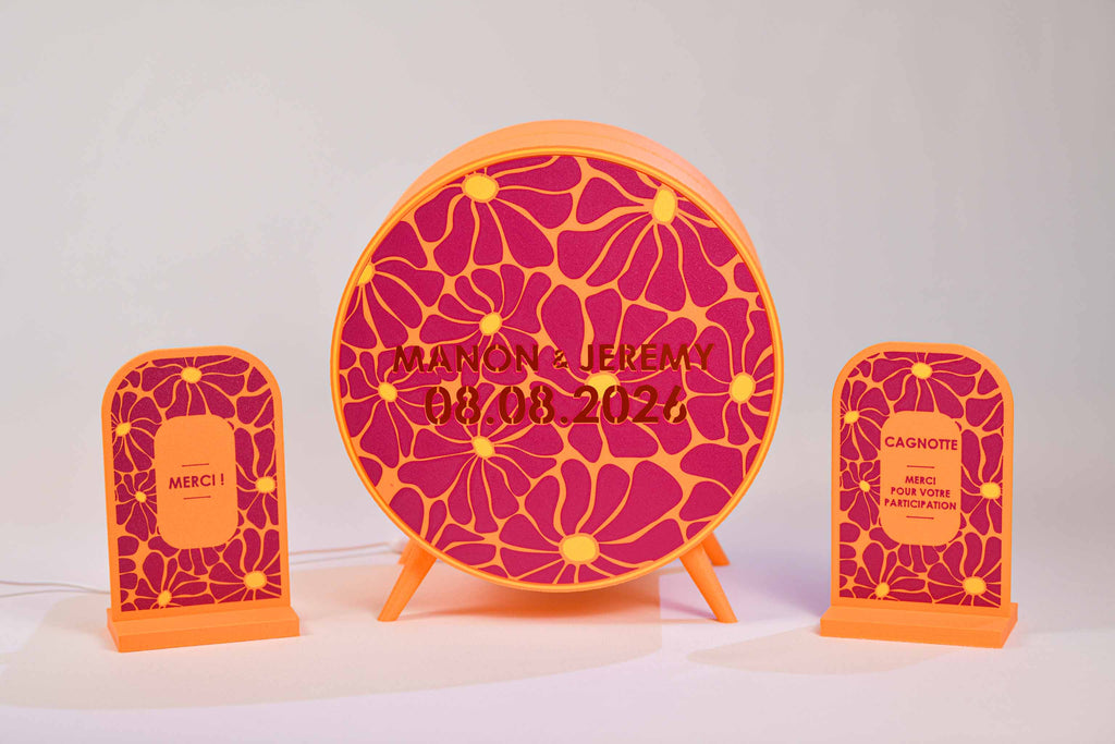 Urne ronde personnalisée - Fleurs (sur pieds) (lumière en option)