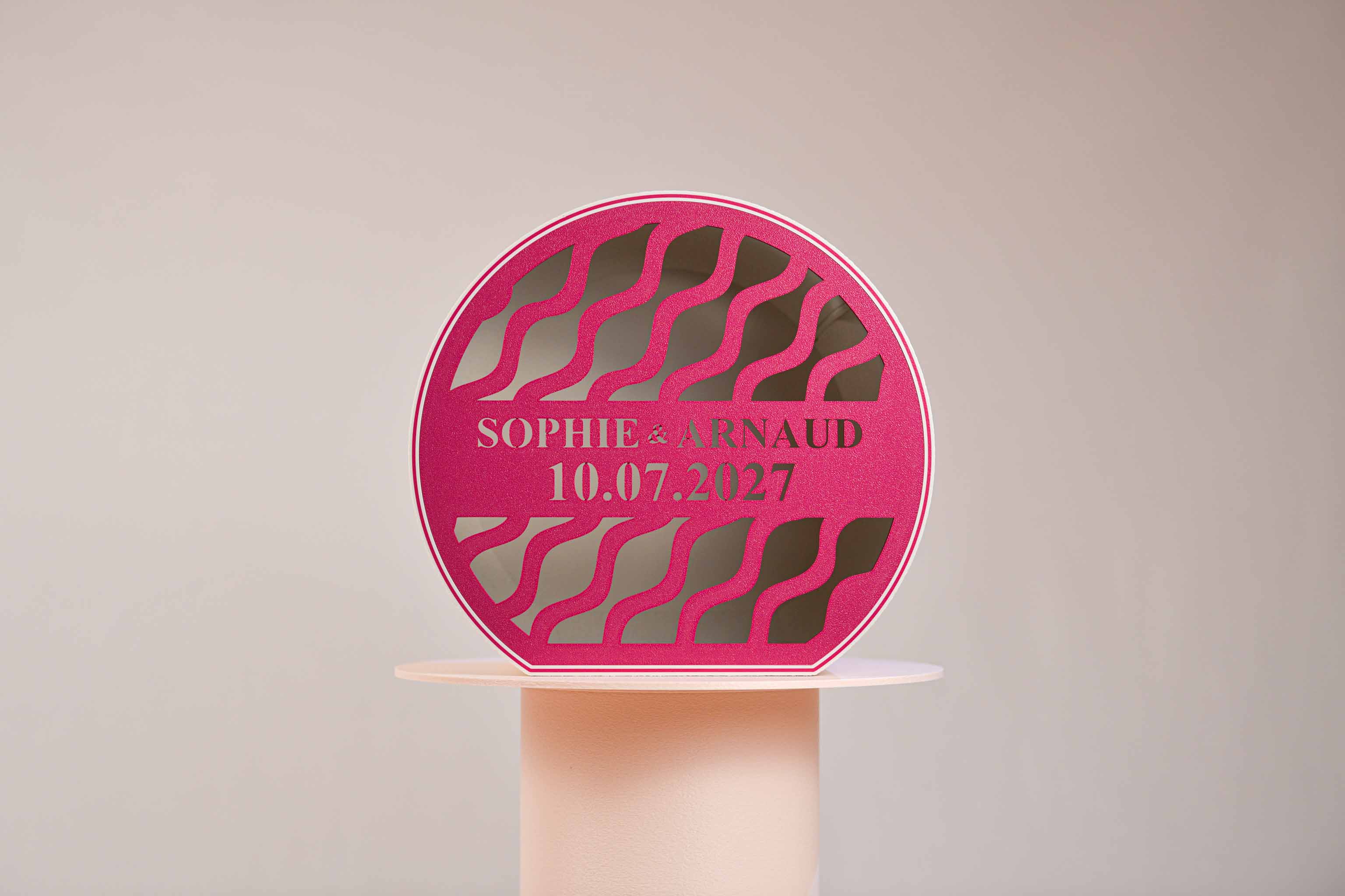 Urne arrondie personnalisée - Vaguelettes (lumière en option)