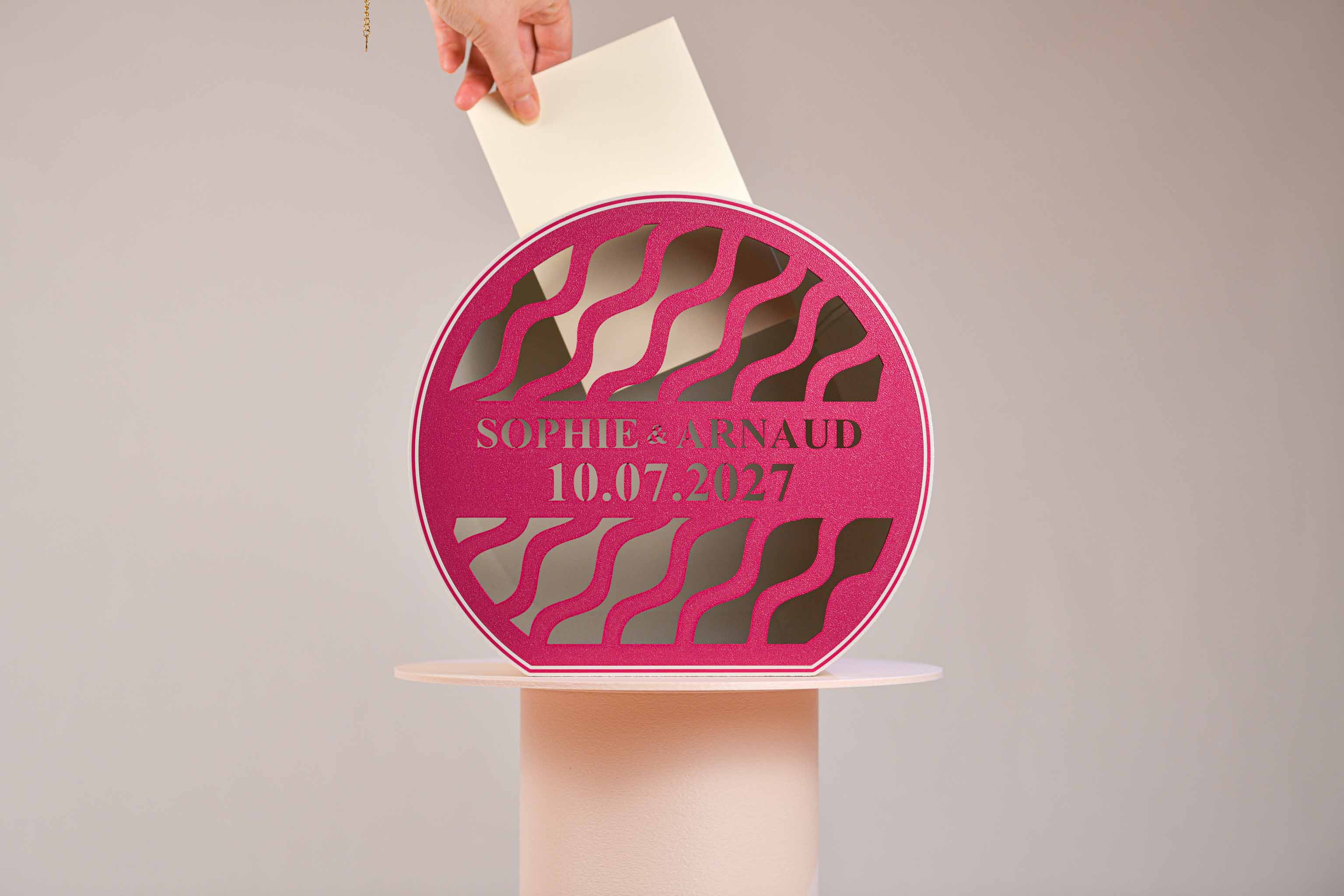 Urne arrondie personnalisée - Vaguelettes (lumière en option)