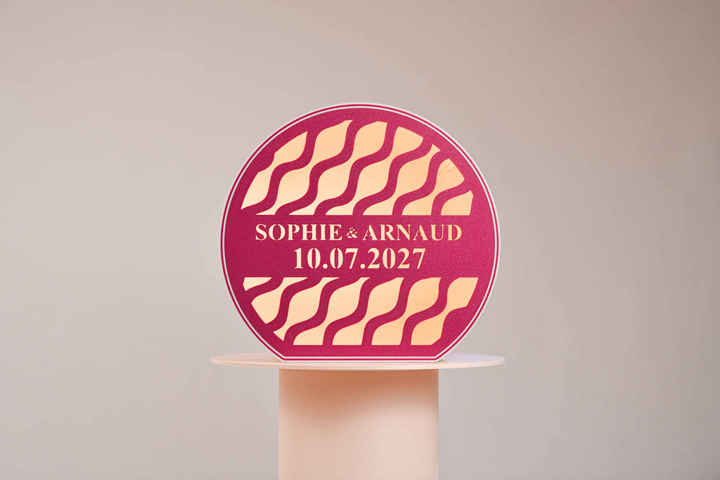 Urne arrondie personnalisée - Vaguelettes (lumière en option)