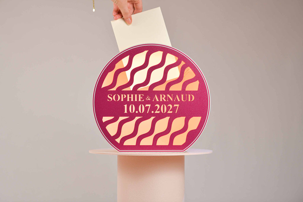 Urne arrondie personnalisée - Vaguelettes (avec lumière)