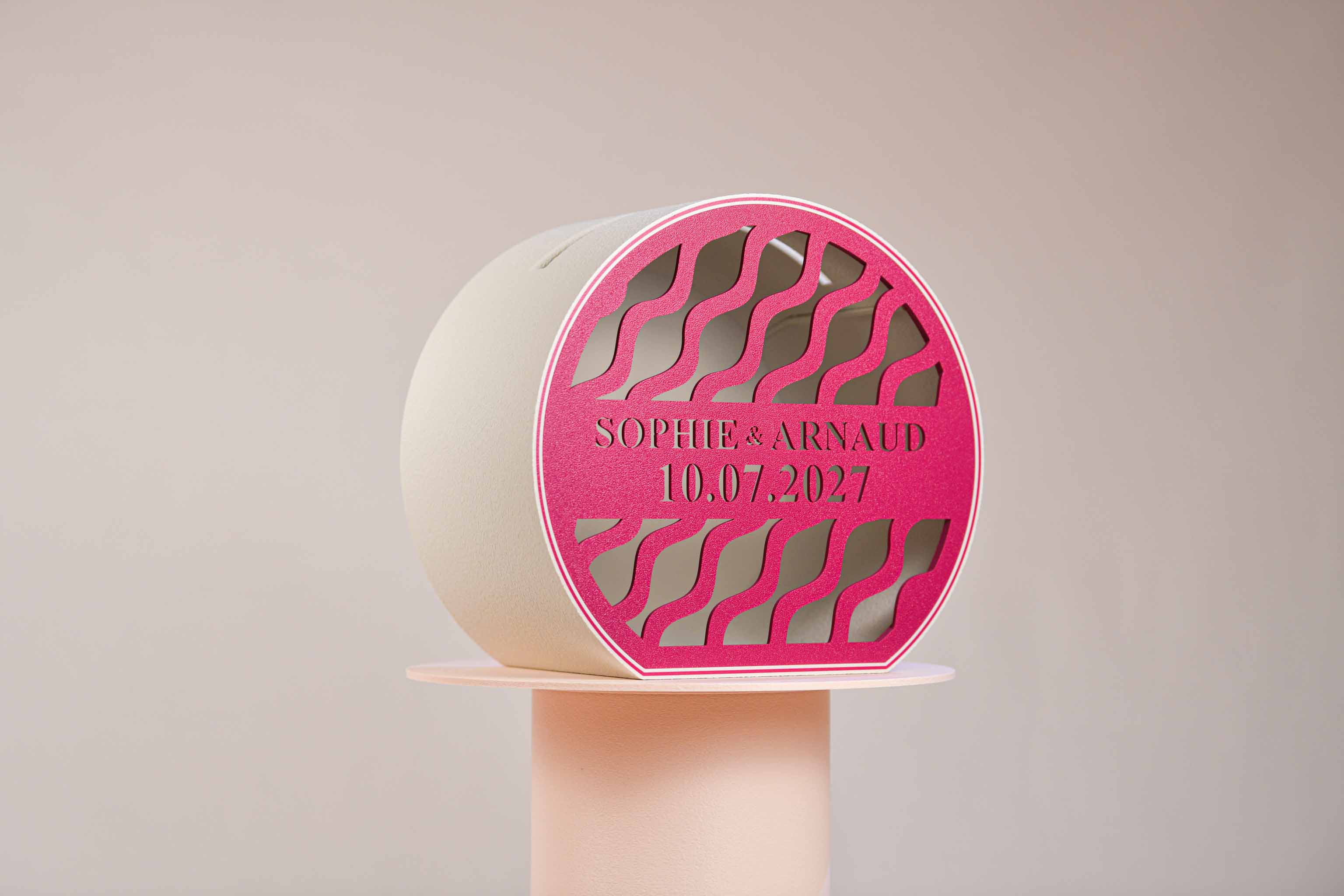 Urne arrondie personnalisée - Vaguelettes (lumière en option)