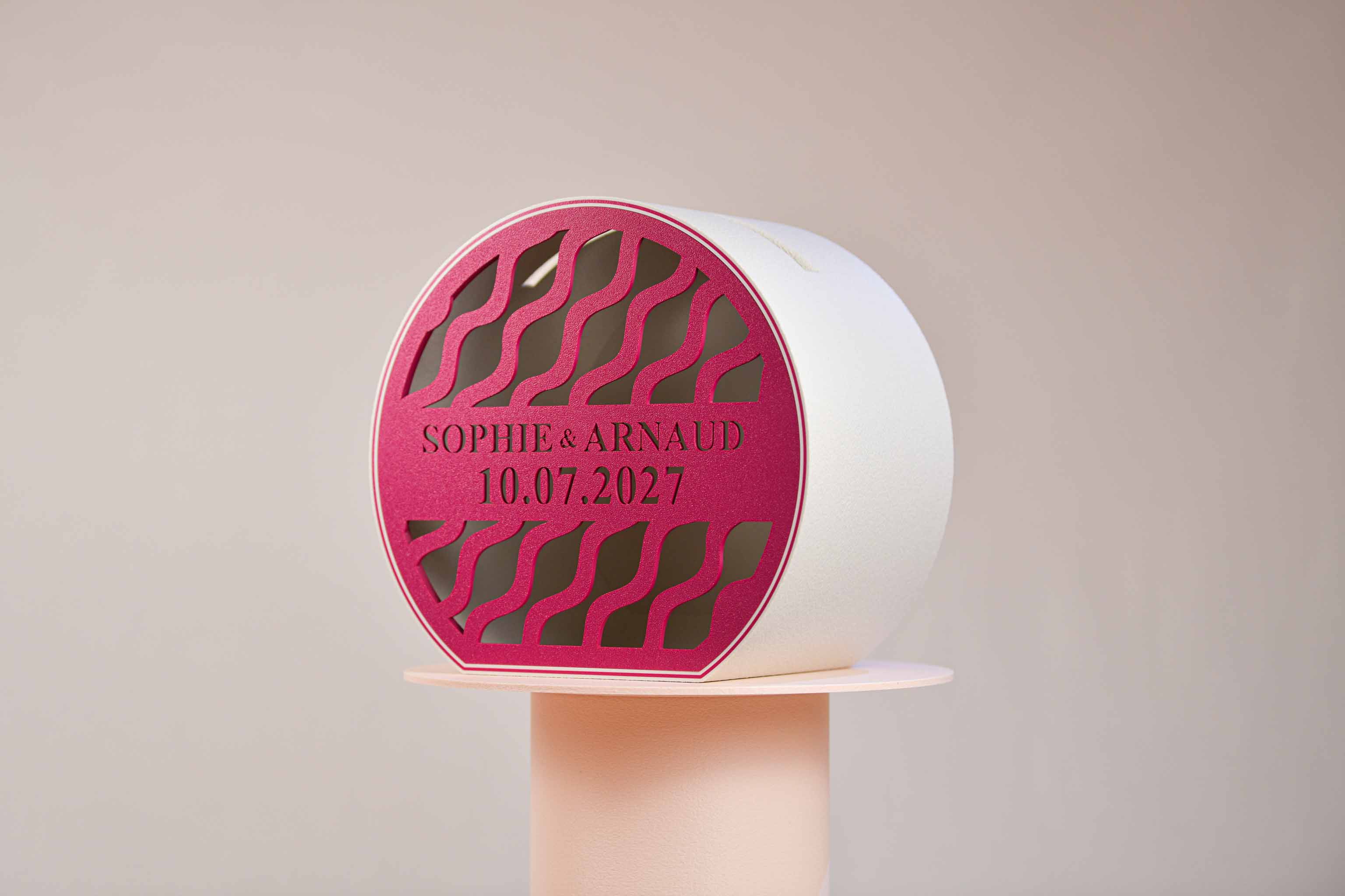 Urne arrondie personnalisée - Vaguelettes (lumière en option)