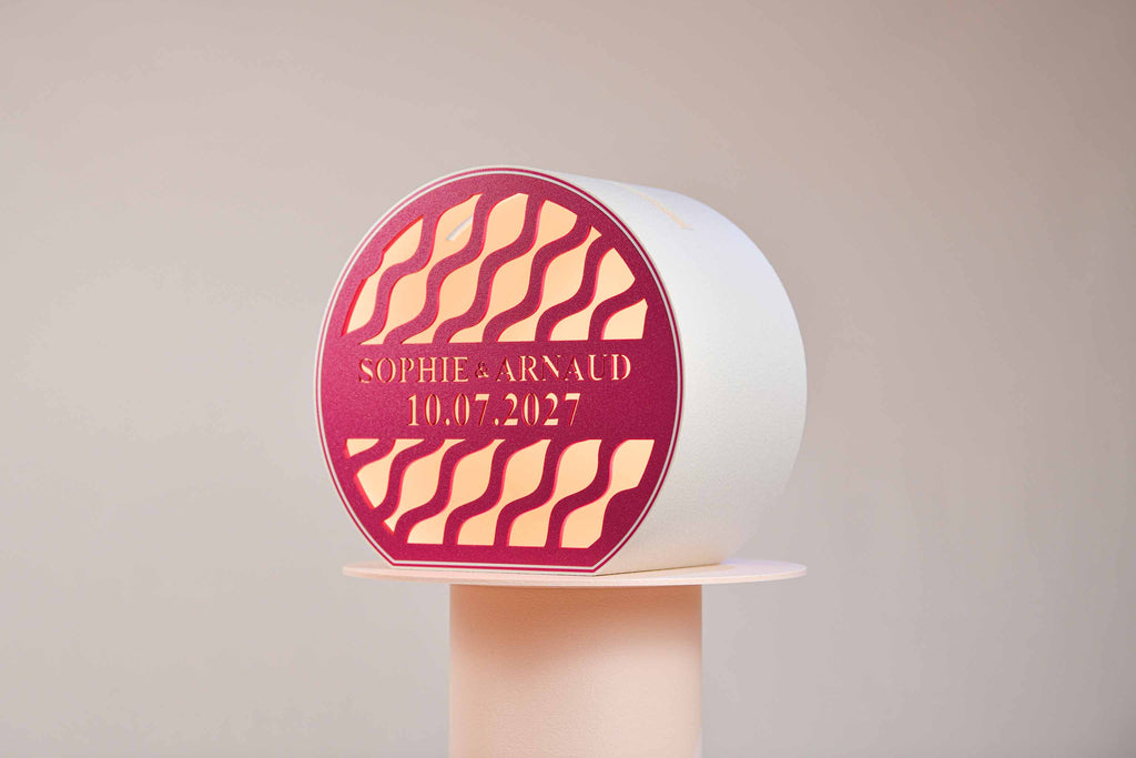 Urne arrondie personnalisée - Vaguelettes (lumière en option)