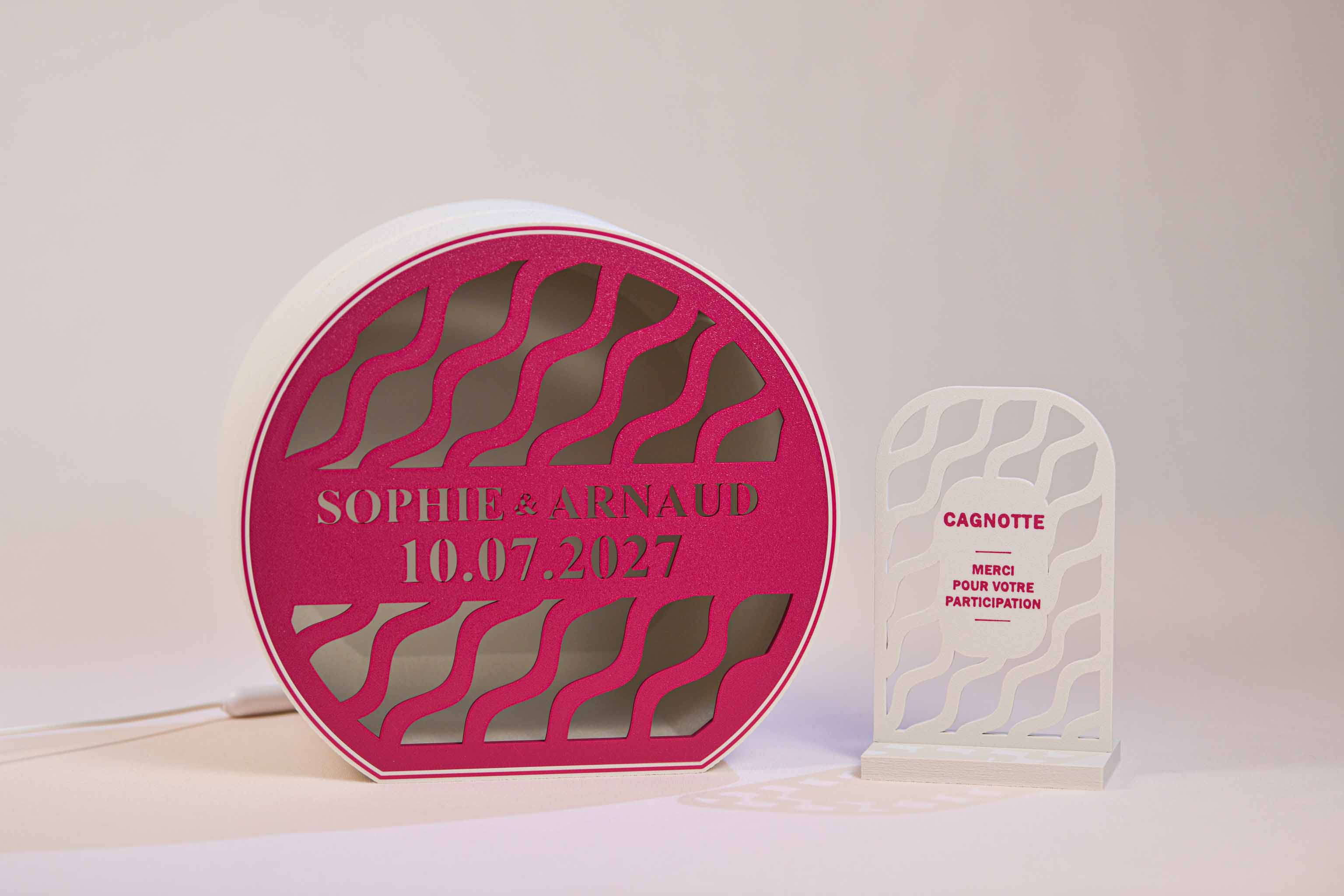 Urne arrondie personnalisée - Vaguelettes (lumière en option)