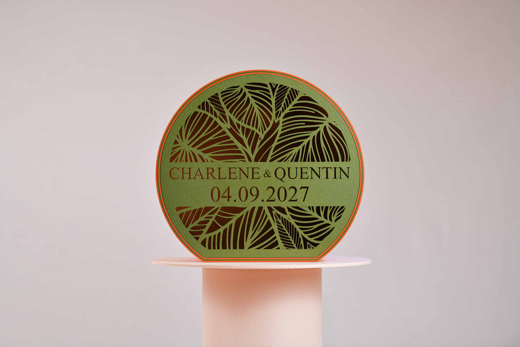 Urne arrondie personnalisée - Feuillage (avec lumière)