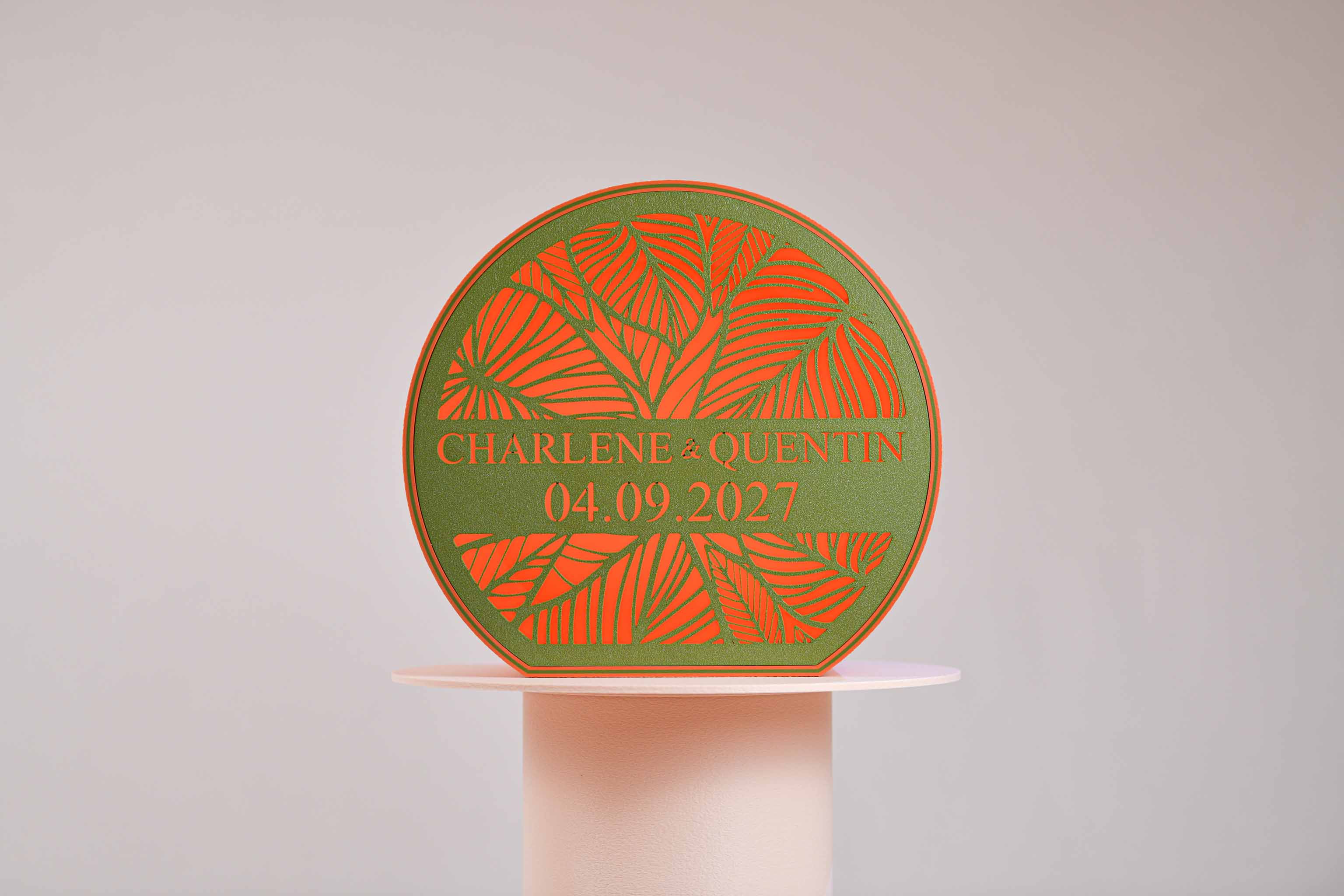 Urne arrondie personnalisée - Feuillage (avec lumière)