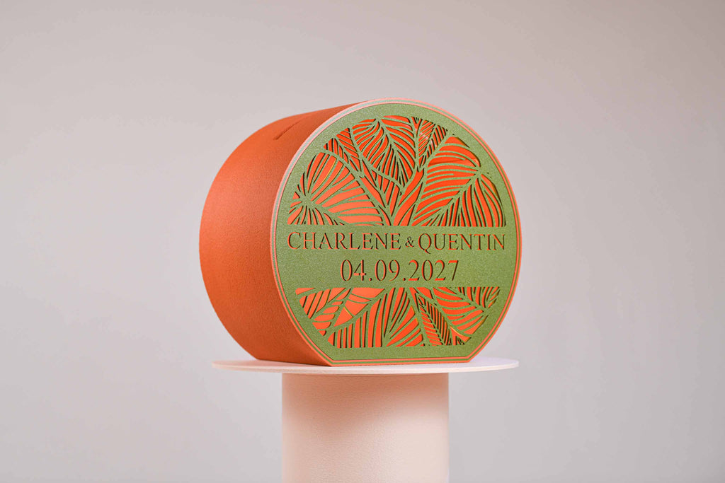 Urne arrondie personnalisée - Feuillage (avec lumière)