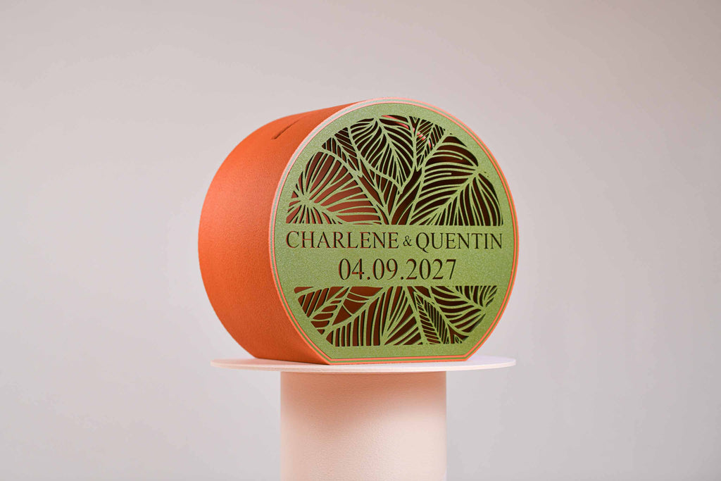 Urne arrondie personnalisée - Feuillage (avec lumière)