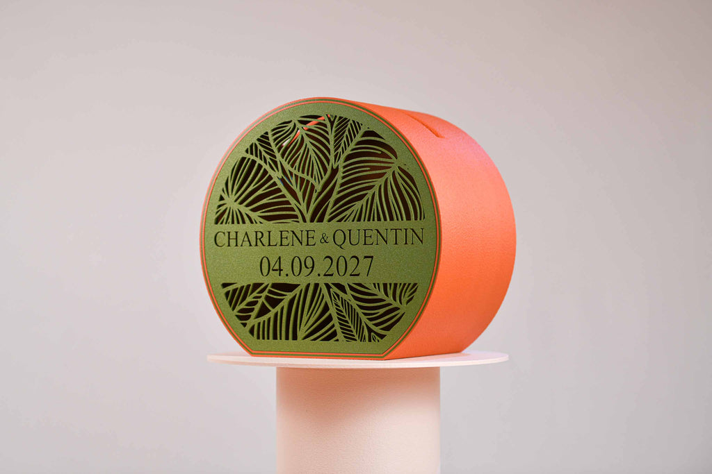 Urne arrondie personnalisée - Feuillage (avec lumière)