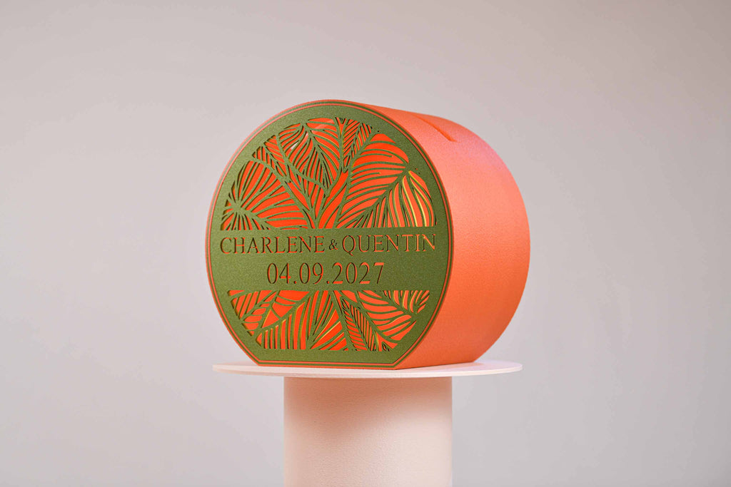 Urne arrondie personnalisée - Feuillage (avec lumière)