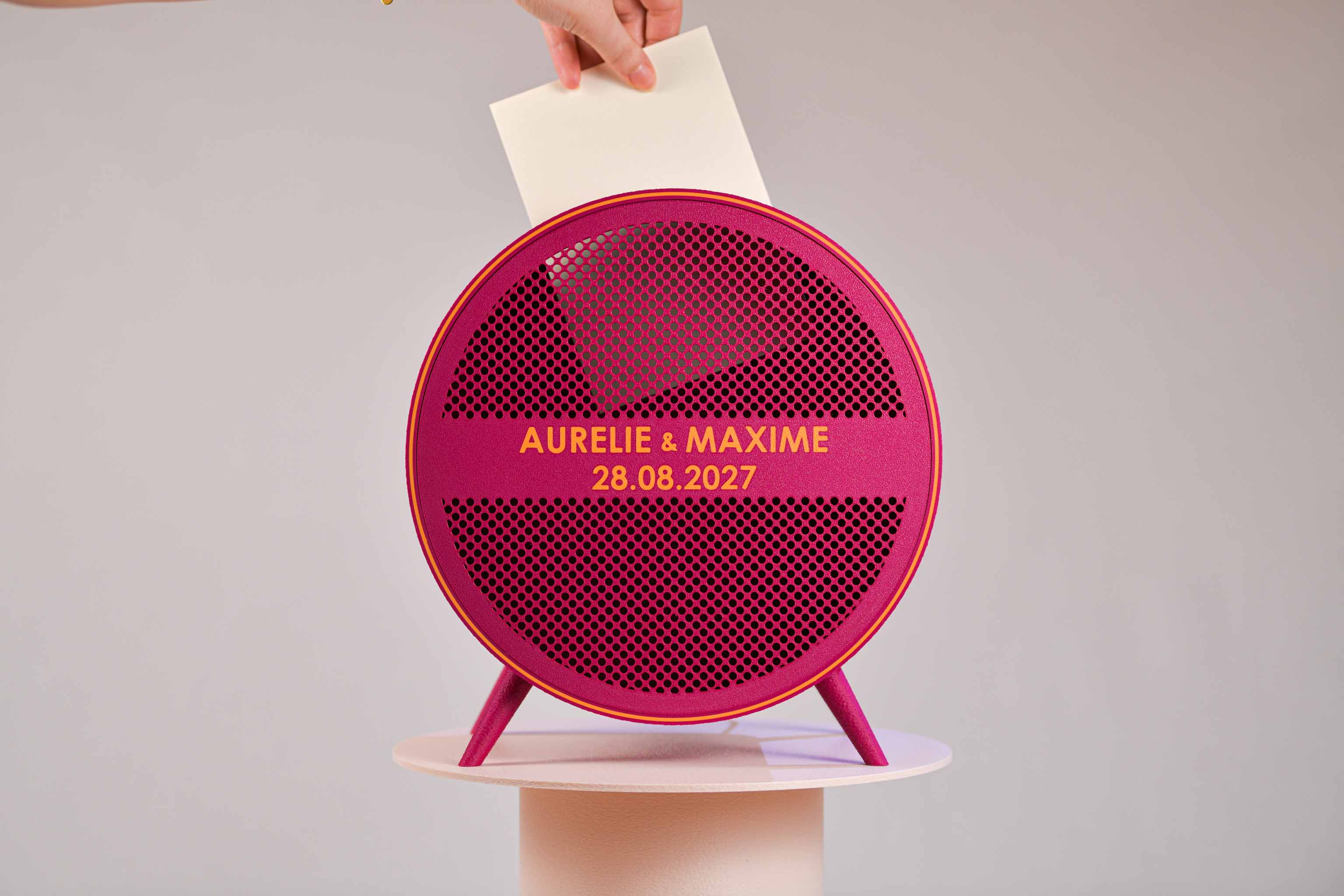 Urne ronde personnalisée - Petits poids (sur pieds) (lumière en option)