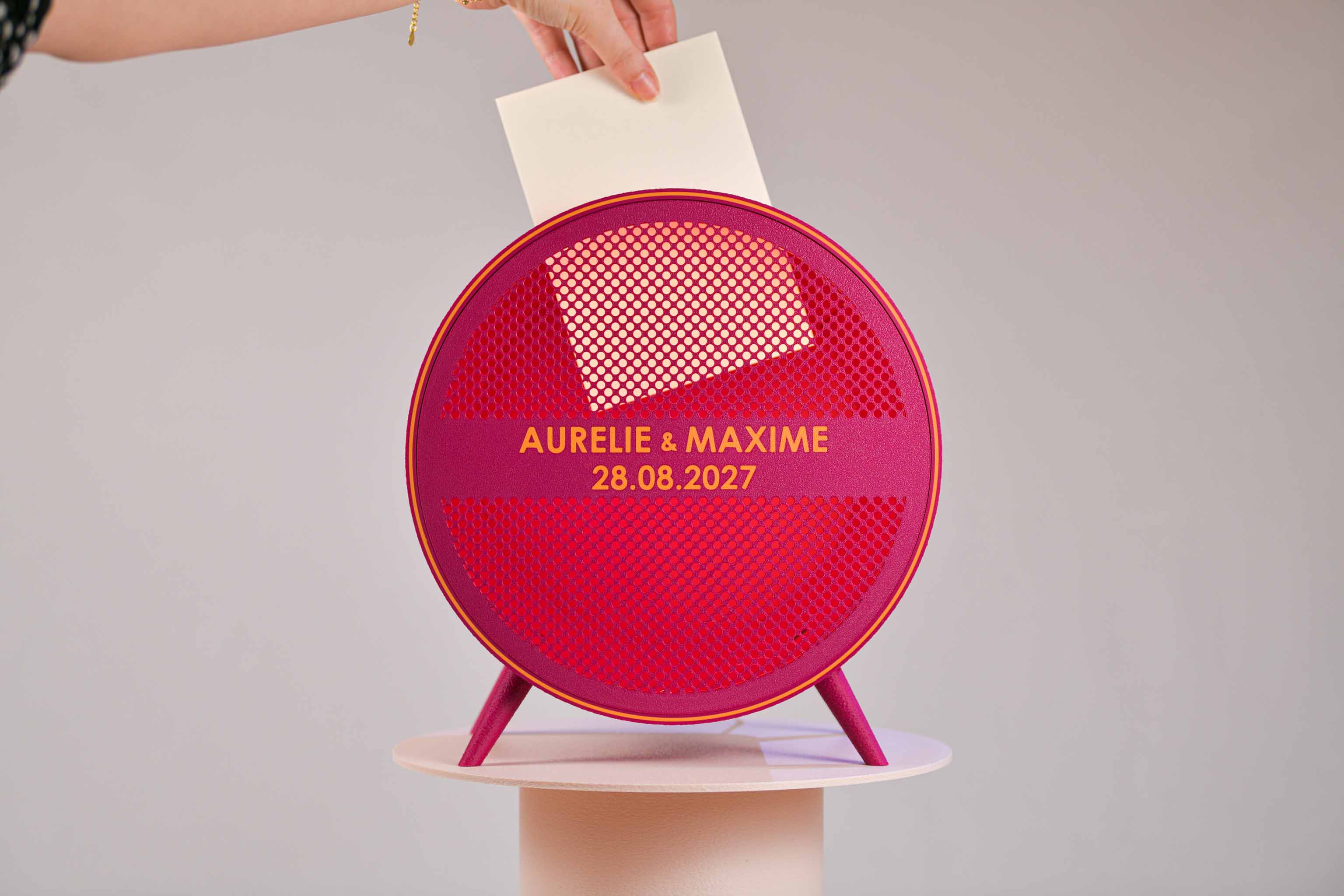 Urne ronde personnalisée - Petits poids (sur pieds) (avec lumière)