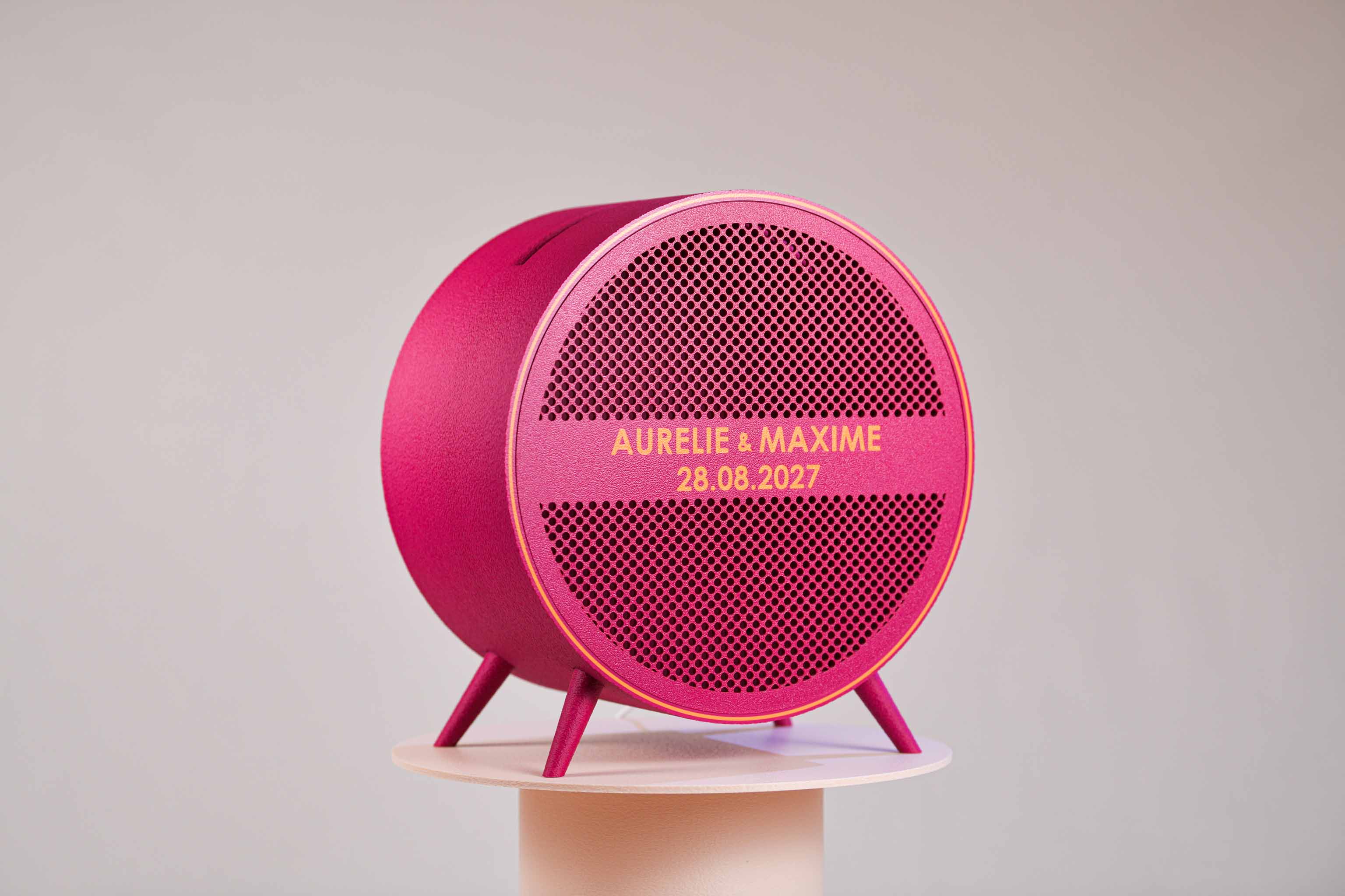 Urne ronde personnalisée - Petits poids (sur pieds) (lumière en option)