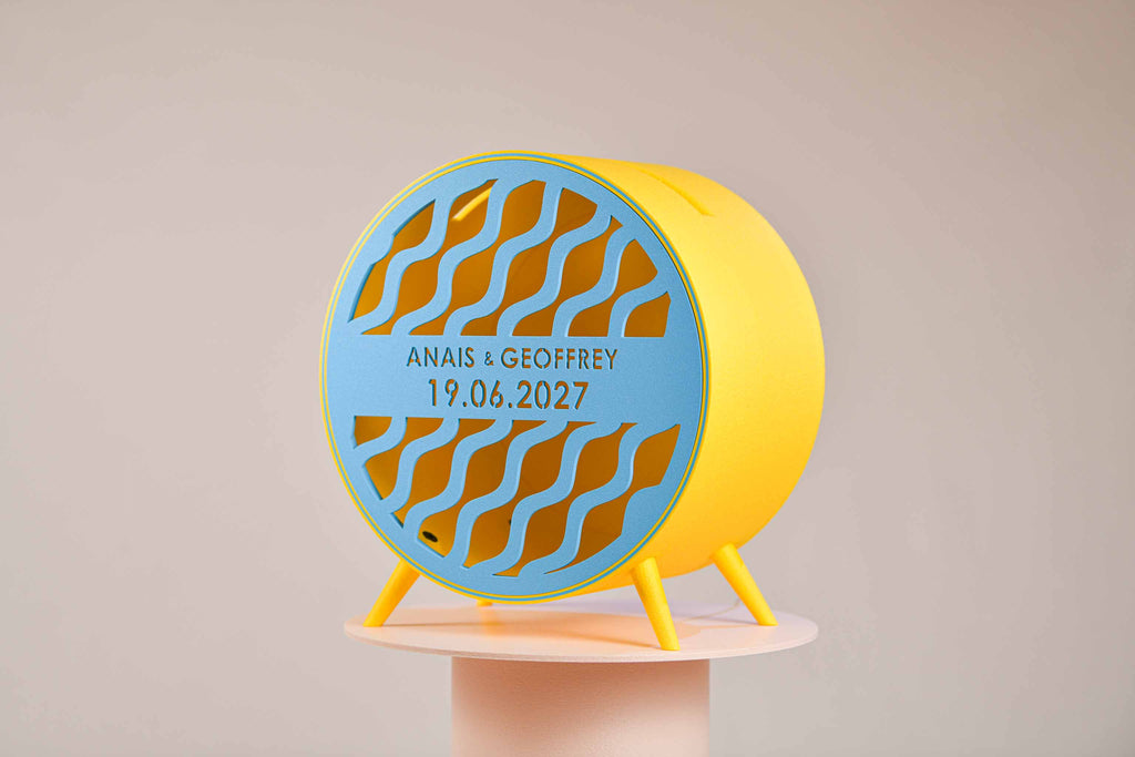 Urne ronde personnalisée - Vaguelettes (sur pieds) (avec lumière)