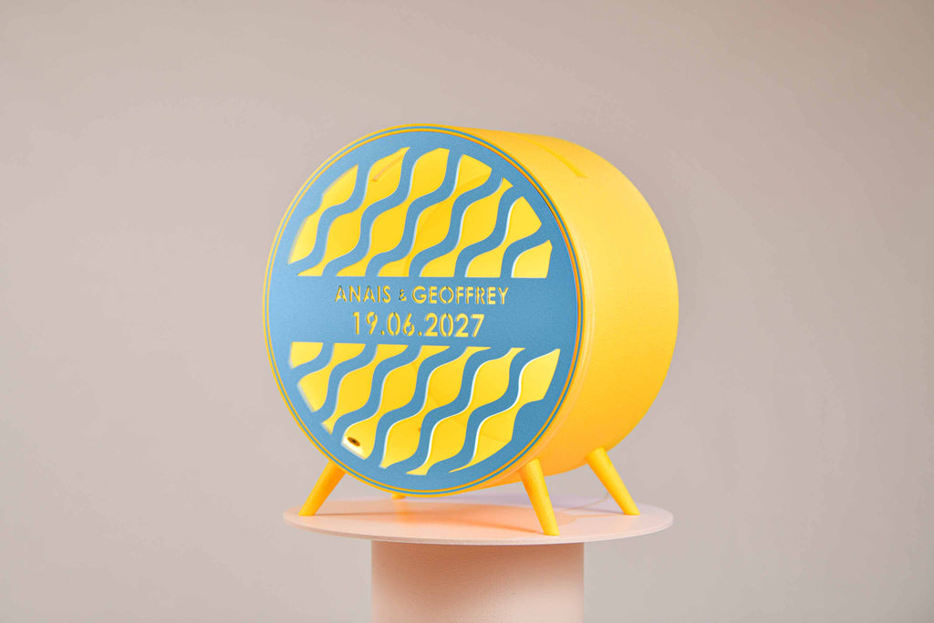 Urne ronde personnalisée - Vaguelettes (sur pieds) (avec lumière)