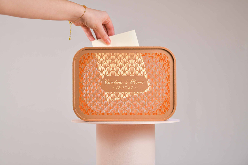 Urne rectangulaire personnalisée - Palmettes (avec lumière)