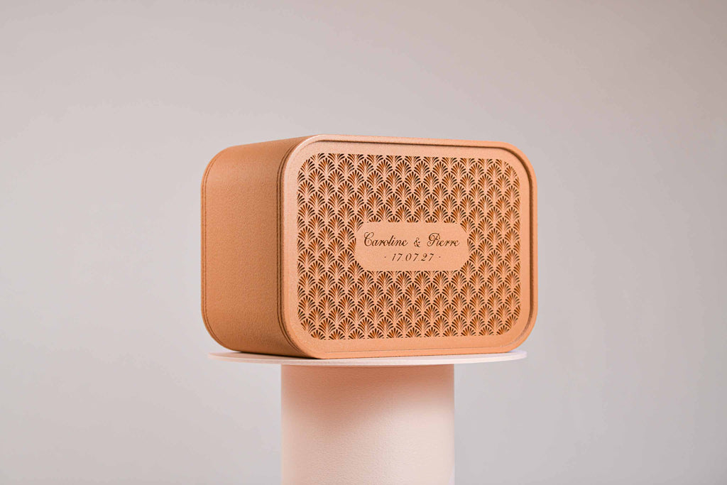 Urne rectangulaire personnalisée - Palmettes (avec lumière)