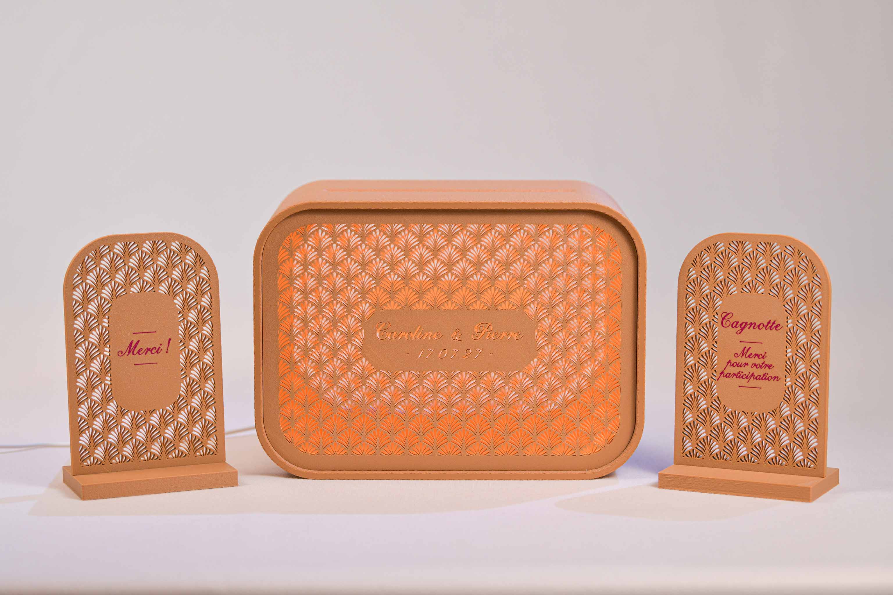 Urne rectangulaire personnalisée - Palmettes (avec lumière)