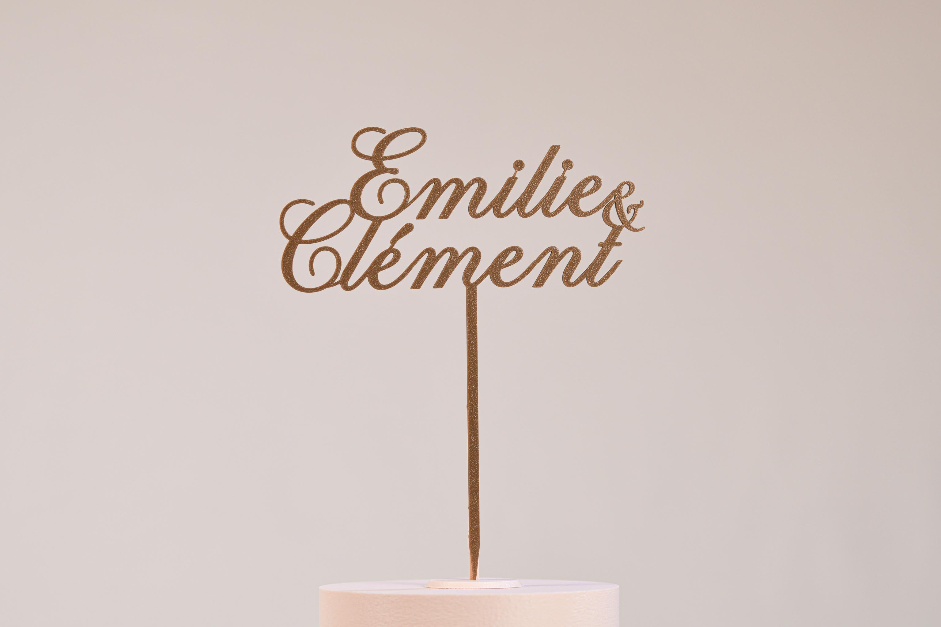 Cake topper prénoms personnalisé - Romantique