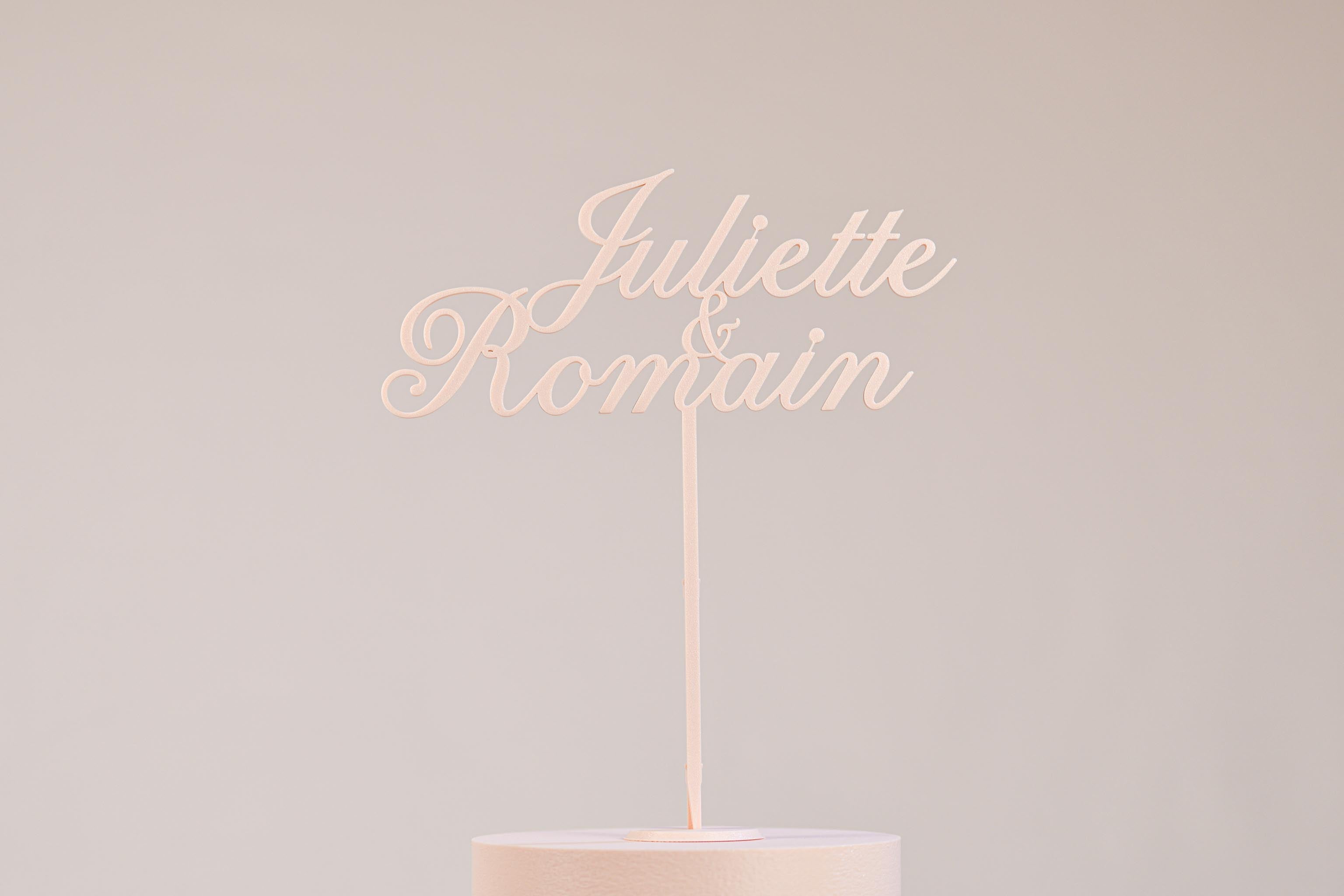 Cake topper prénoms personnalisé - Romantique