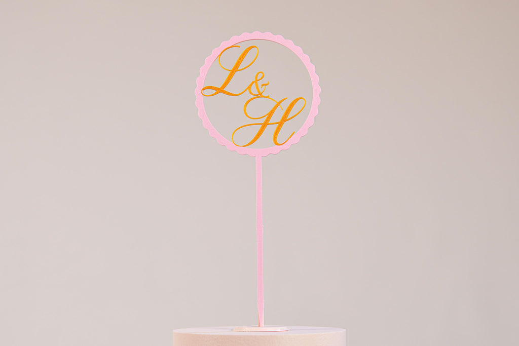 Cake topper initiales personnalisé - Romantique