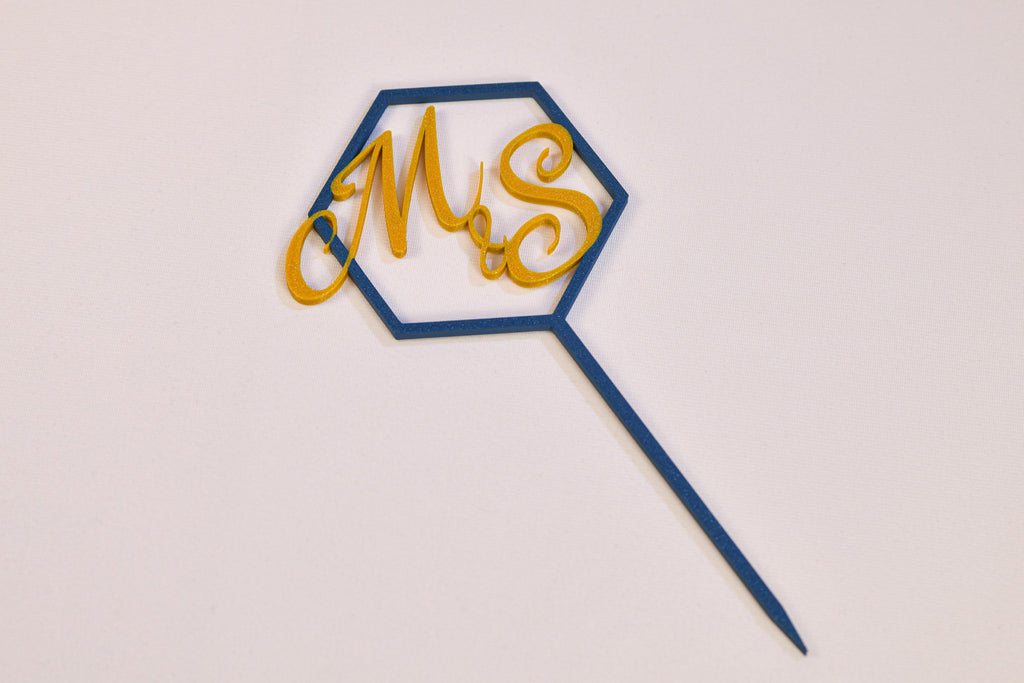 Cake topper initiales personnalisé - Chic