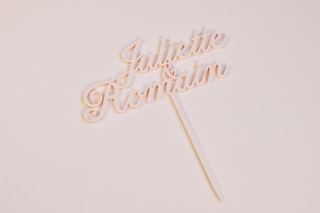 Cake topper prénoms personnalisé - Romantique