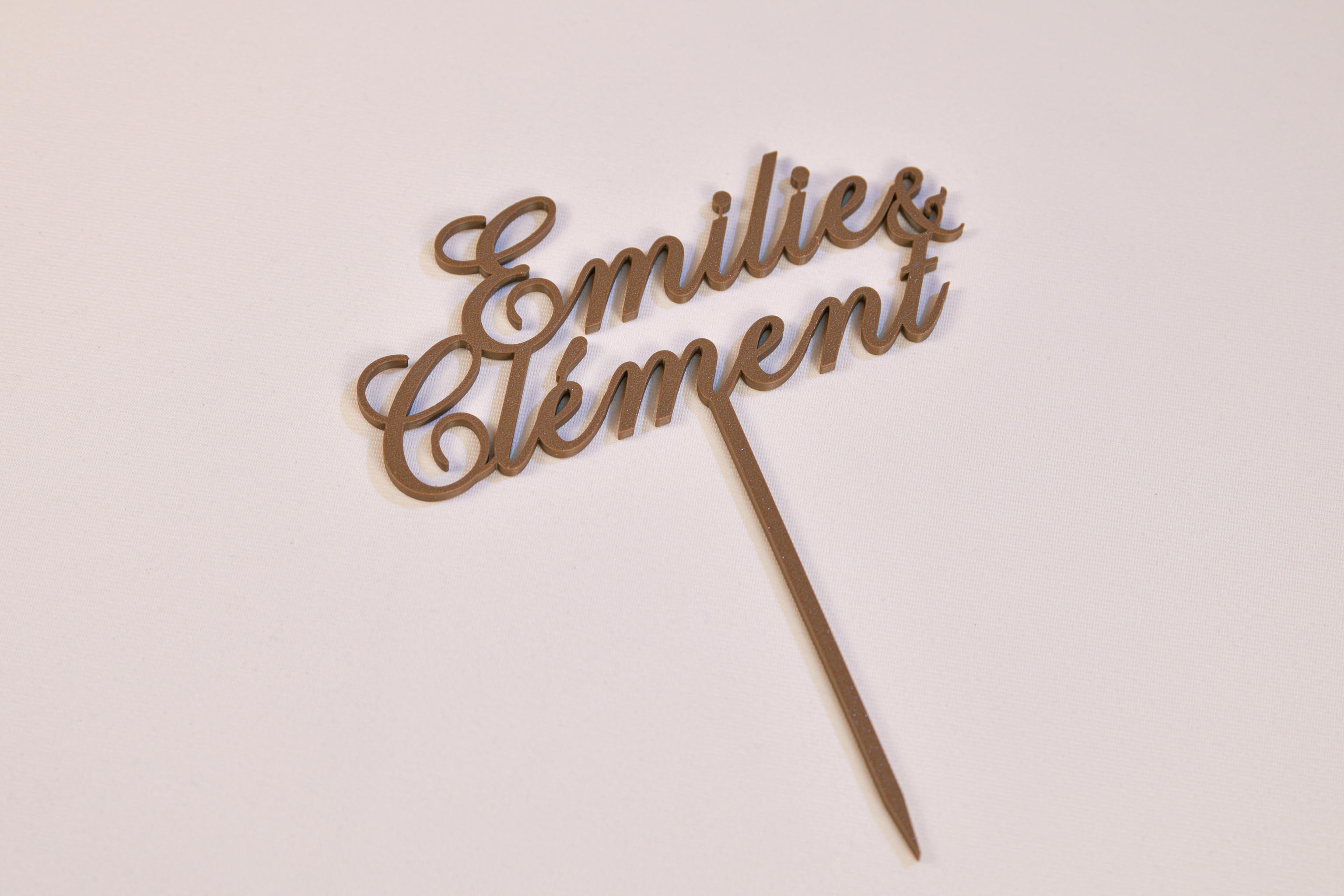 Cake topper prénoms personnalisé - Romantique