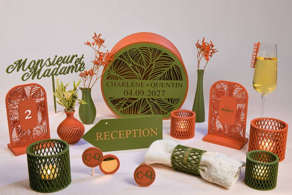 Urne arrondie personnalisée - Feuillage (lumière en option)