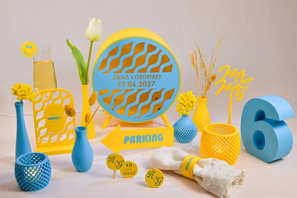 Urne ronde personnalisée - Vaguelettes (sur pieds) (lumière en option)